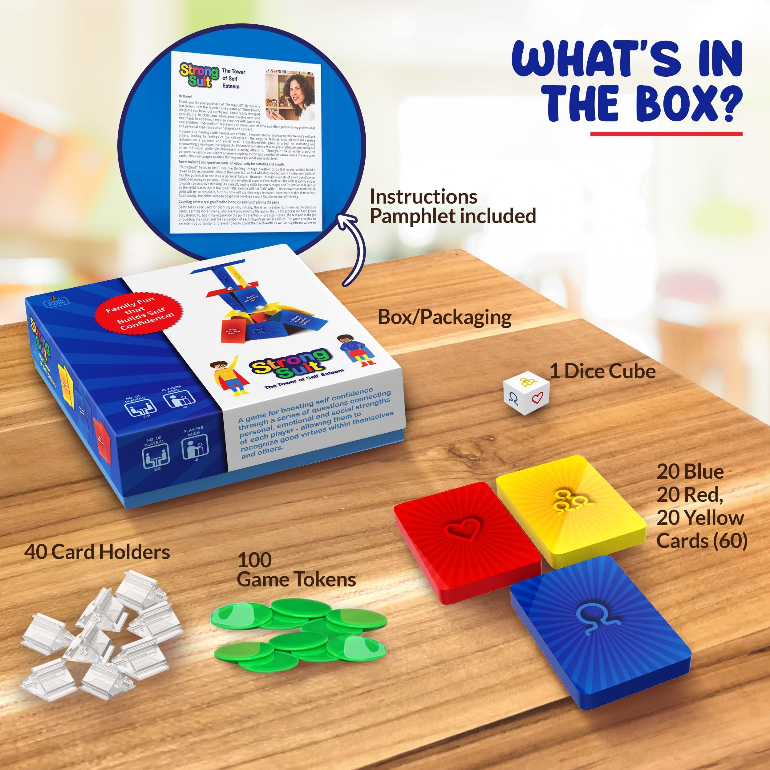 StrongSuit StrongSuit -The Tower of Self Esteem, Therapy Games for Kids & Counseling Games | CBT Play Therapy Tools to Boost Social Skills, Emotion Regulation, Mindfulness - for Therapists, Counselors, Parents