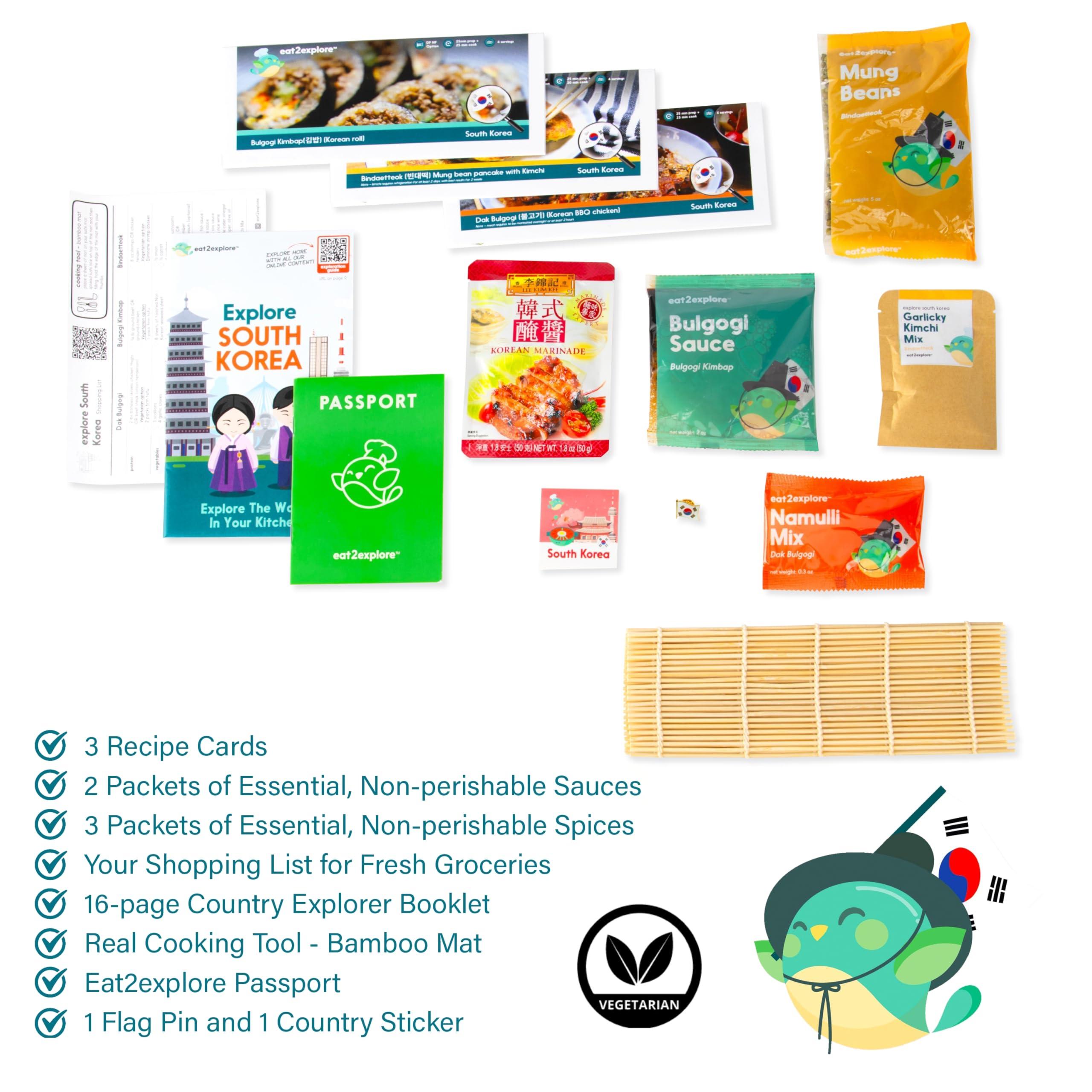 eat2explore eat2explore Cooking Kits for Kids - Interactive & Educational Real Kids Cooking Kit with 3 Recipe Cards, Key Ingredients & Cooking Tools - Ideal Idea for Kids who Love to Cook(South Korea Edition)