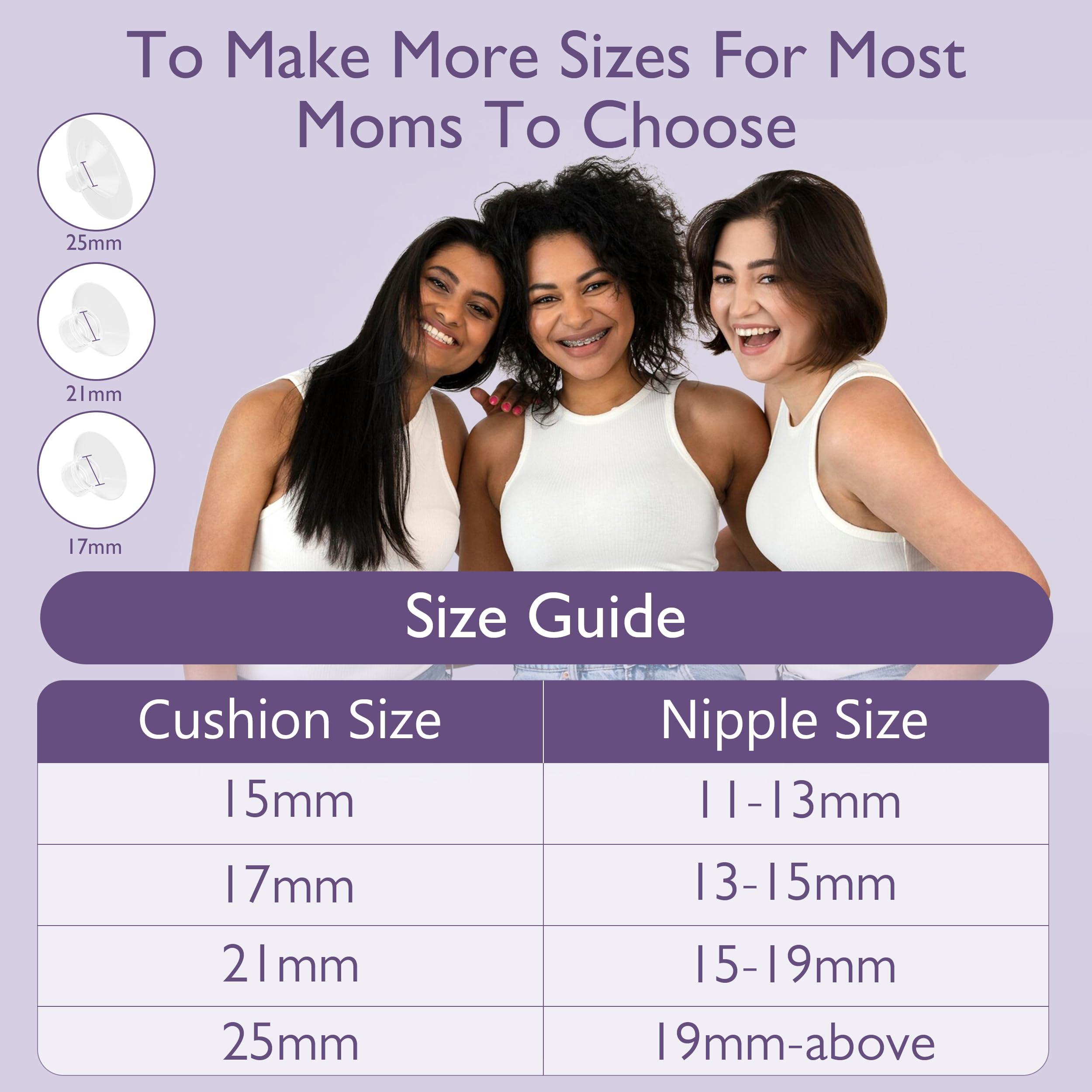 Momfree Hands Free Breast Pump:Wearable Breast Pump Portable with 3 Modes/9 Levels/LED Display - Low Noise,for 25/21/17mm Silicone Cushion Insert,2 Count