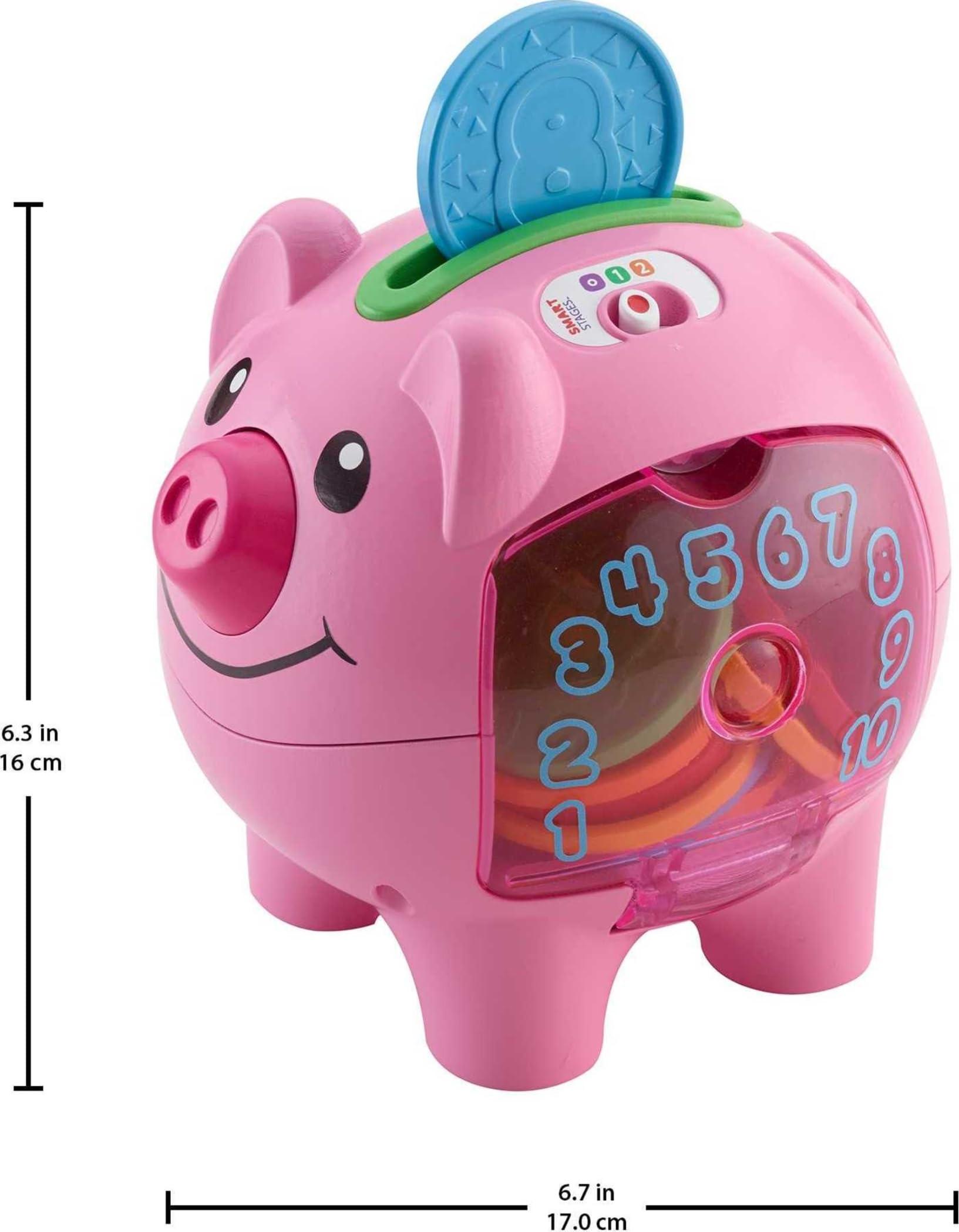 Fisher-Price Fisher-Price Baby & Toddler Toy Laugh & Learn Smart Stages Piggy Bank with Educational Songs & Phrases for Infants Ages 6+ Months