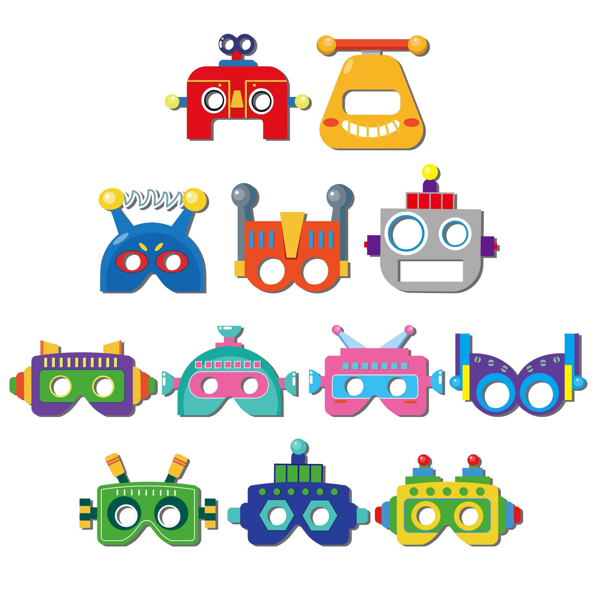 Lide Road 12 PCS Robot Paper Masks Robot Birthday Party Cosplay Masks for Birthday Party Bots Party Supplies Gift Robots Party Favor Birthday Cosplay Dress up Costumes for Kids Boy Girl Party Favors