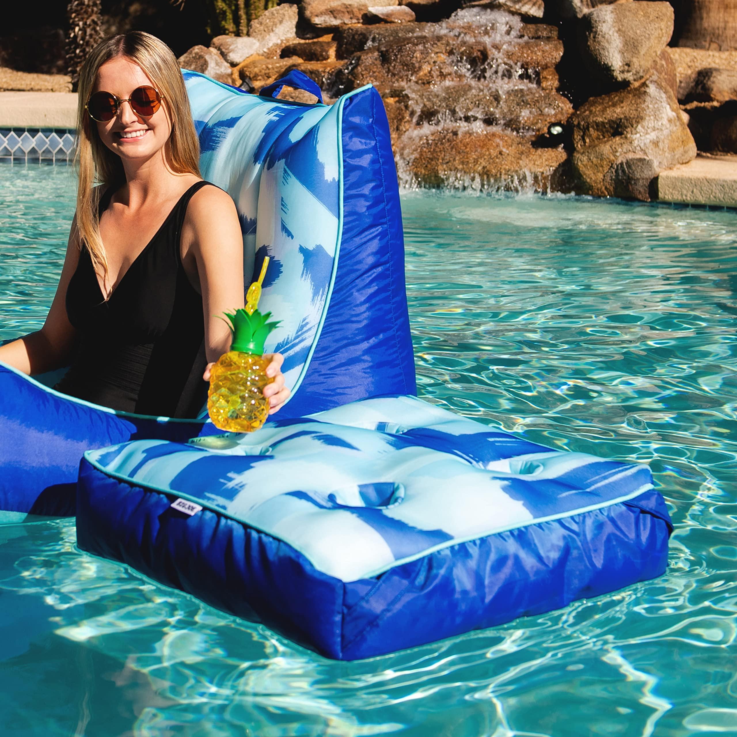 Big Joe Big Joe Captain's Caddie No Inflation Needed Pool Float Drink Holder, Paintbrush Blue Double Sided Mesh, Quick Draining Fabric, 2 feet