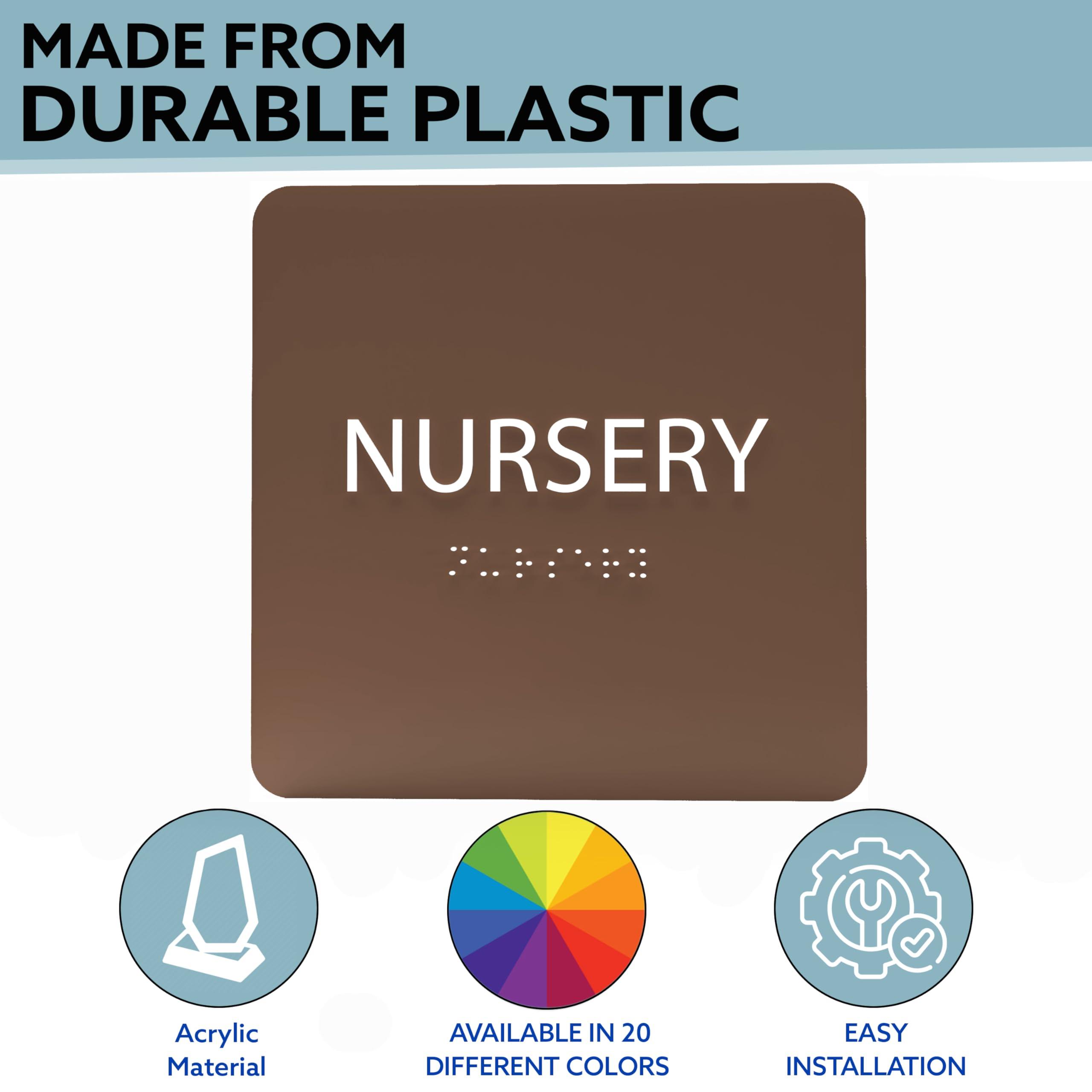 ADA Central Signs ADA CENTRAL SIGNS - 6" X6" Baby Nursery Sign - ADA Compliant Tactile Graphics Grade 2 Braille Text Acrylic Wall Sign| Mothers Room Child Care Baby Changing Area Signs for Hospital, Clinic, & Apartment