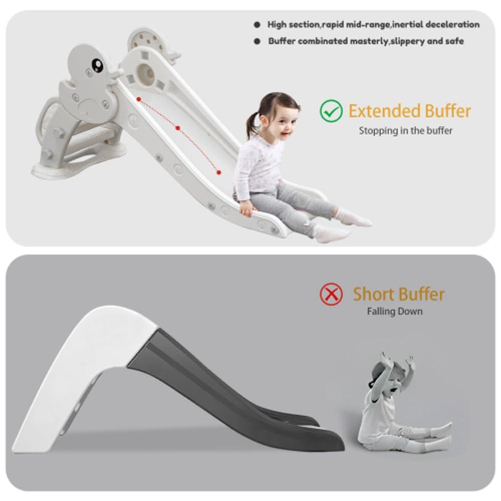 ToysCentral Basics Kid Slide for Toddler Age 1-3 Indoor Plastic Slide Outdoor Playground Climber Slide (Duck Grey White)