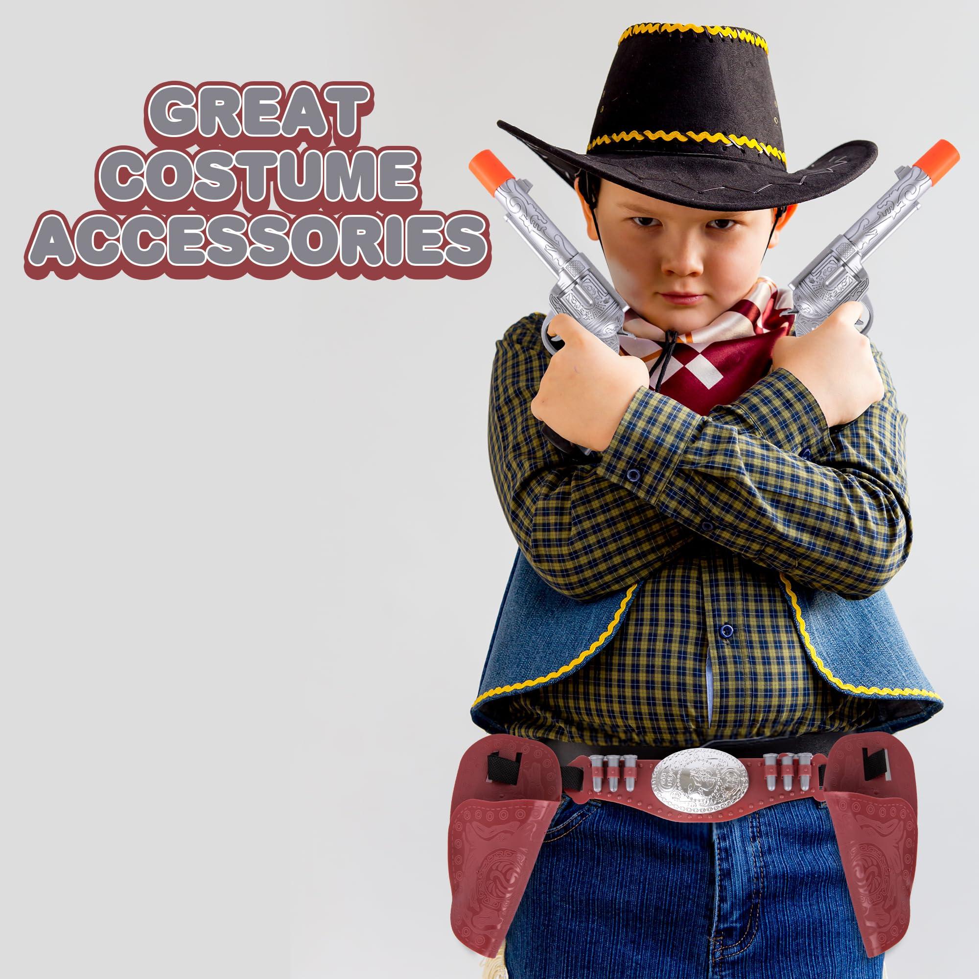ArtCreativity ArtCreativity Cowboy Gun Belt and Holster Set Includes 2 Toy Guns with Sound, Toy Gun Holster, Brown Western Belt, and 6 Fake Bullets - Cowboy Costume Accessories for Boys Halloween Costume
