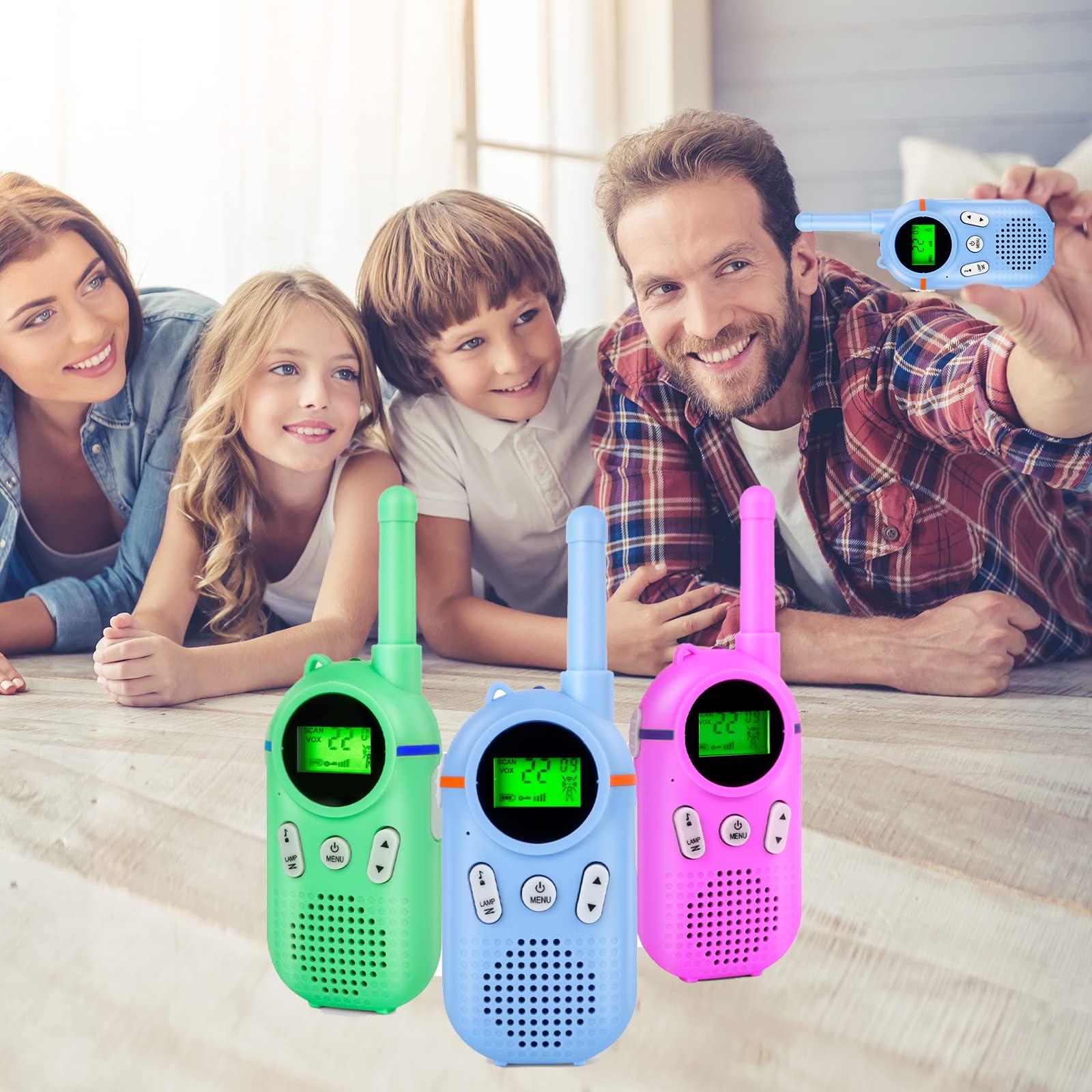 Wcfish Walkie Talkies for Kids Rechargeable 3 Pack, Providing 48hrs Working Time and Long Range of 3KMs, Best Gift for Kids Aged 3-12 Years (Blue+Green+Purple)