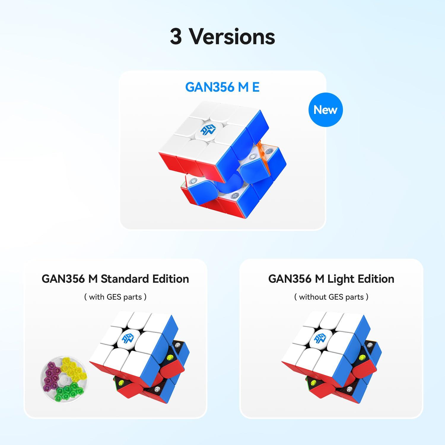GAN GAN 356 ME, Speed Cube 3x3 Magnetic Puzzle Toy with 48 Magnets GES Pro+ Customized 12 Tension Settings, Ideal for Children Kids Adults, GAN 356 M Upgraded Version, Frosted Coated
