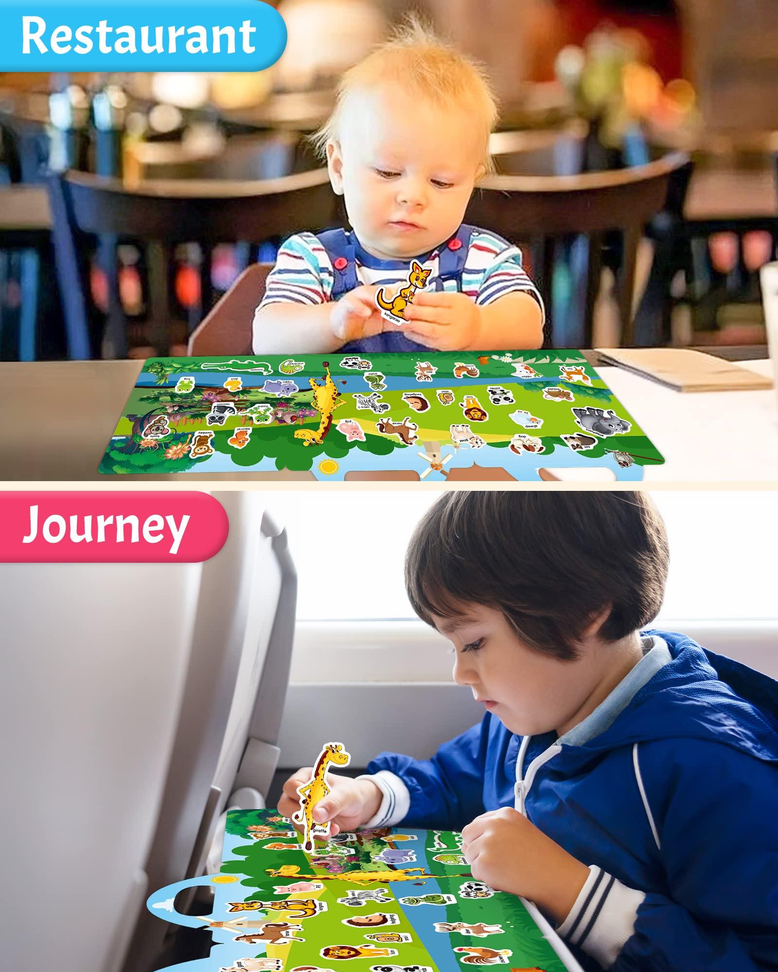 Benresive Benresive Reusable Sticker Book for Toddlers 2-4 Years, Fun Travel Stickers for Kids, Waterproof Sticker Books for Toddlers 1-3, 32 Pcs Crafts Activities for Todddlers 1-3 2-4 3-5 - Animals Zoo