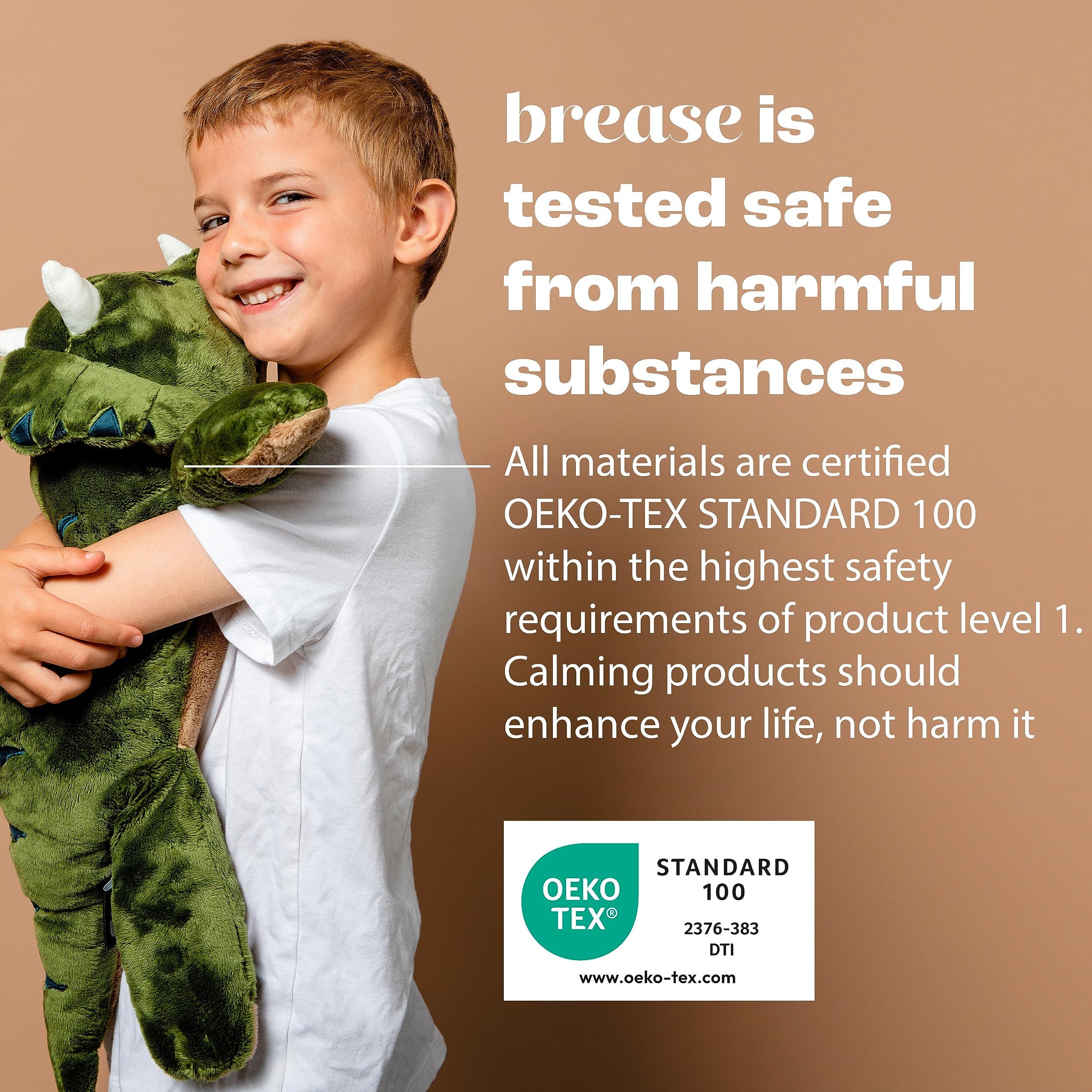 Brease Brease 5 lb Unscented Weighted Green Dinosaur Stuffed Animal - Large, Cute Plush Toy Dino for Gentle Embrace and Peaceful Times, Huggable Companion for Kids & Adults, Ideal Heavy Plushie for All Ages