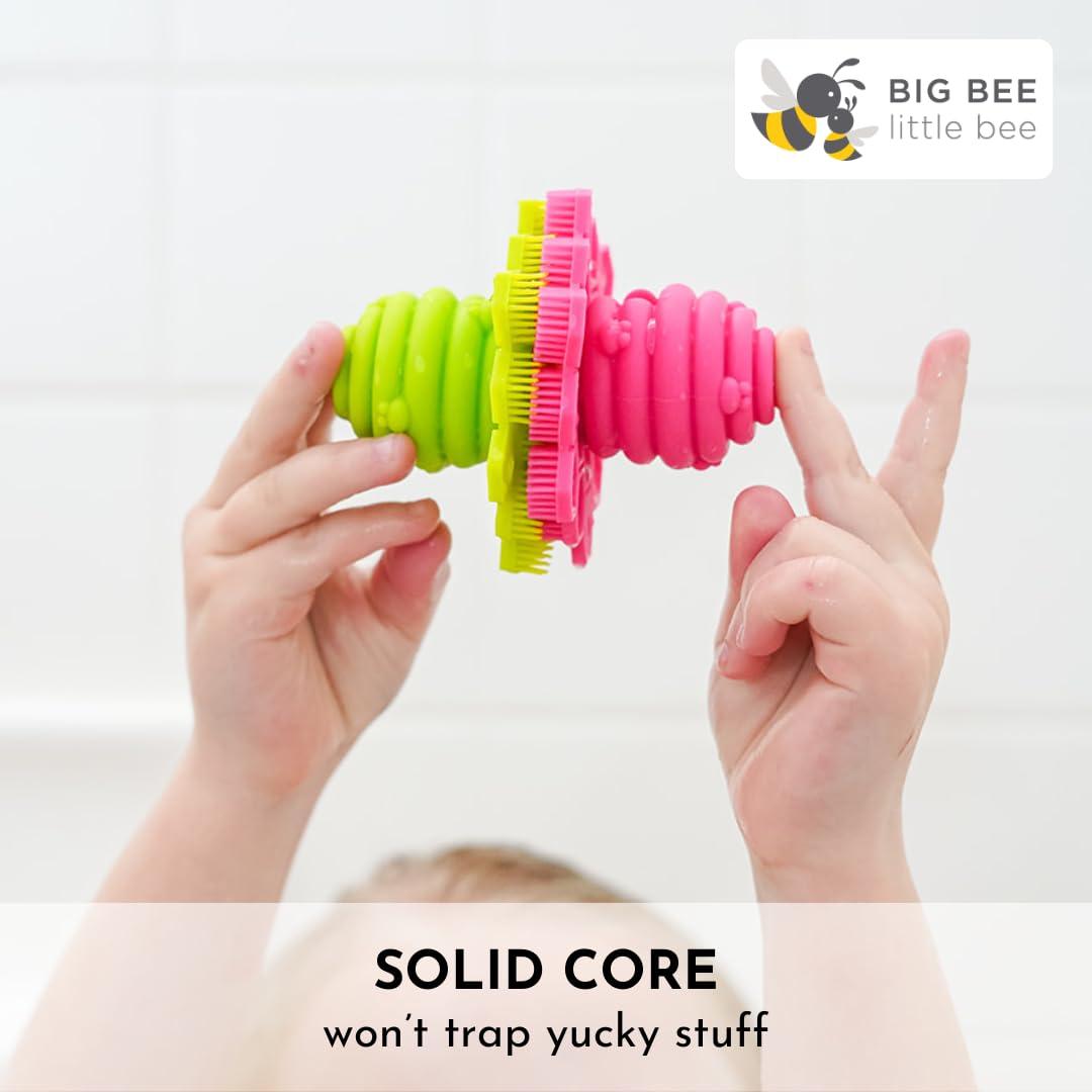 Big Bee, Little Bee Big Bee, Little Bee - Kids Original ScrubBEE, 100% Silicone Childrens Bath Scrubber, Promotes Effective Independent Hand & Body Washing, As Seen on Shark Tank (Hibiscus)