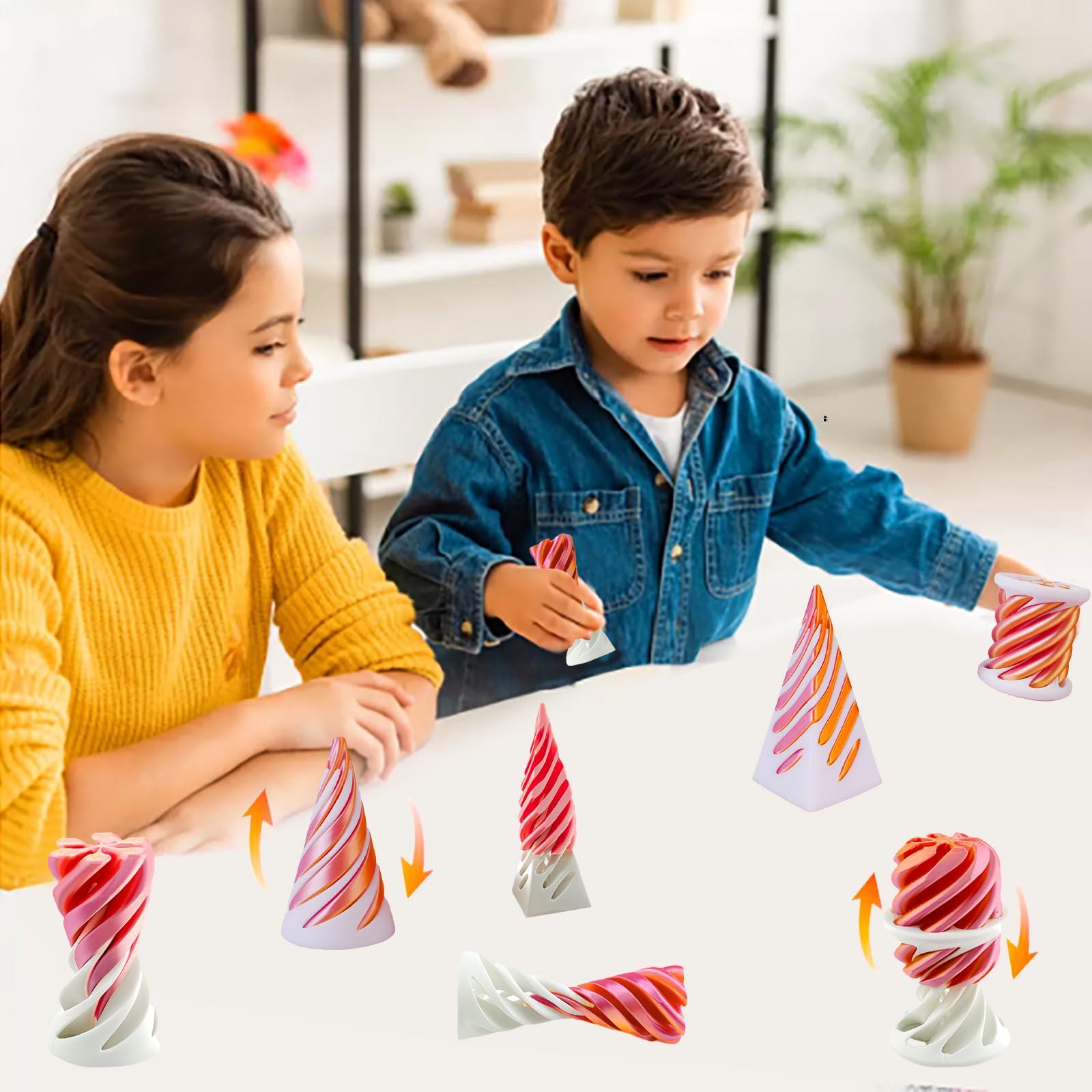 Lyzbbsoy 6Pcs Spiral Cone Fidget Toy,Impossible Cone Impossible Pyramid Passthrough Toy,3D Printed Spiral Cone Fidget Toy,Mini Vortex Thread Illusion Desktop Deco Souvenir Gift for Anxiety Relaxing
