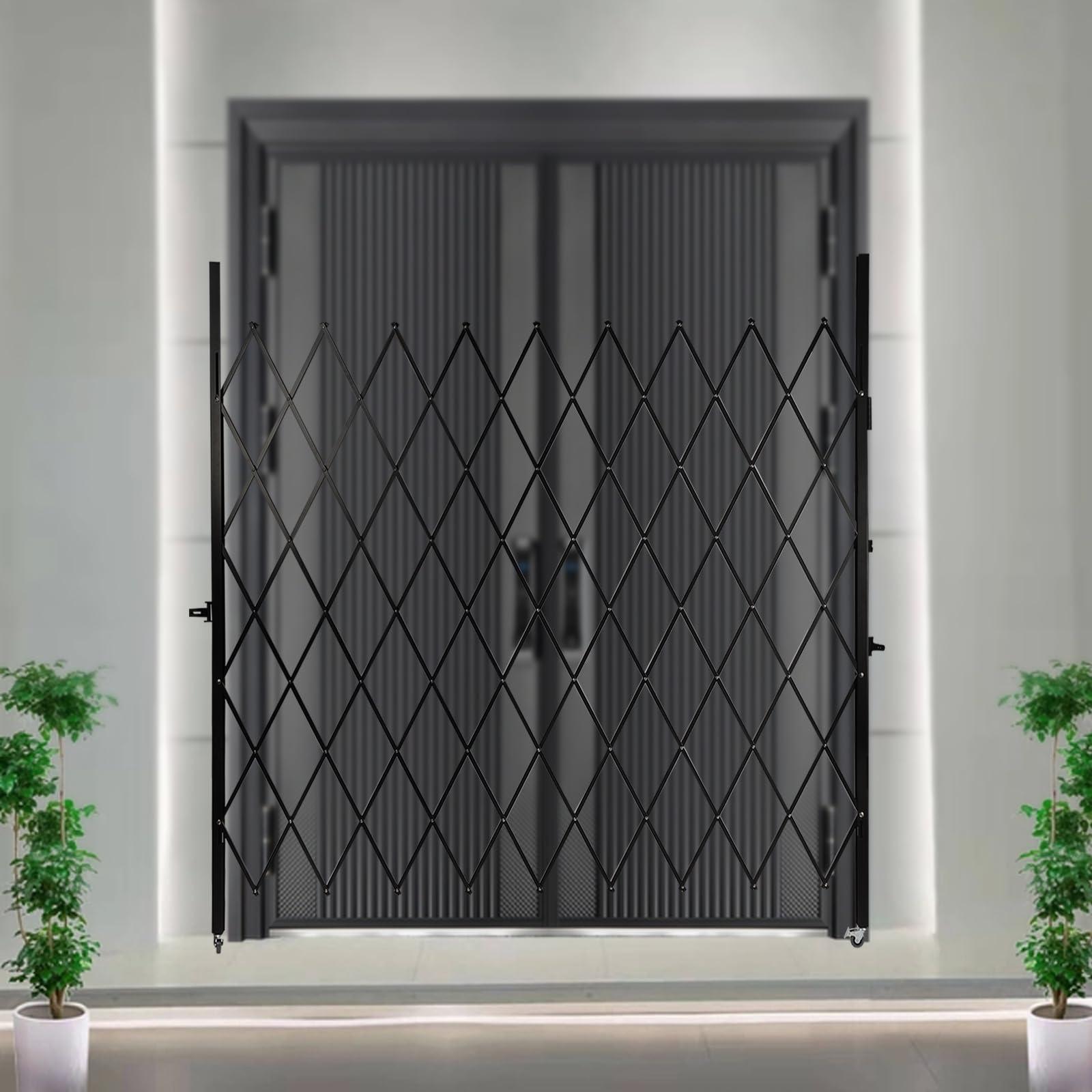 FFanhia Single Folding Security Gate 7.22'H x 7.5'W Folding Door Expand Gate Security Scissor Gates Accordion Security Gate with Padlock for Basements Garages Storefronts Factories