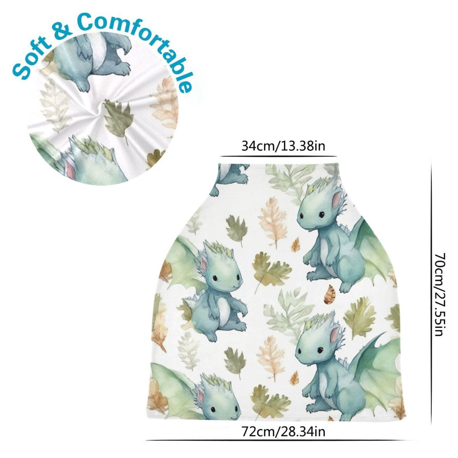 Flradish Flradish Cute Dragon Stretchy Baby Car Seat Cover Soft Breathable Nursing Cover Breastfeeding Cover Multiuse Infant Carseat Stroller Cover for Girls and Boys
