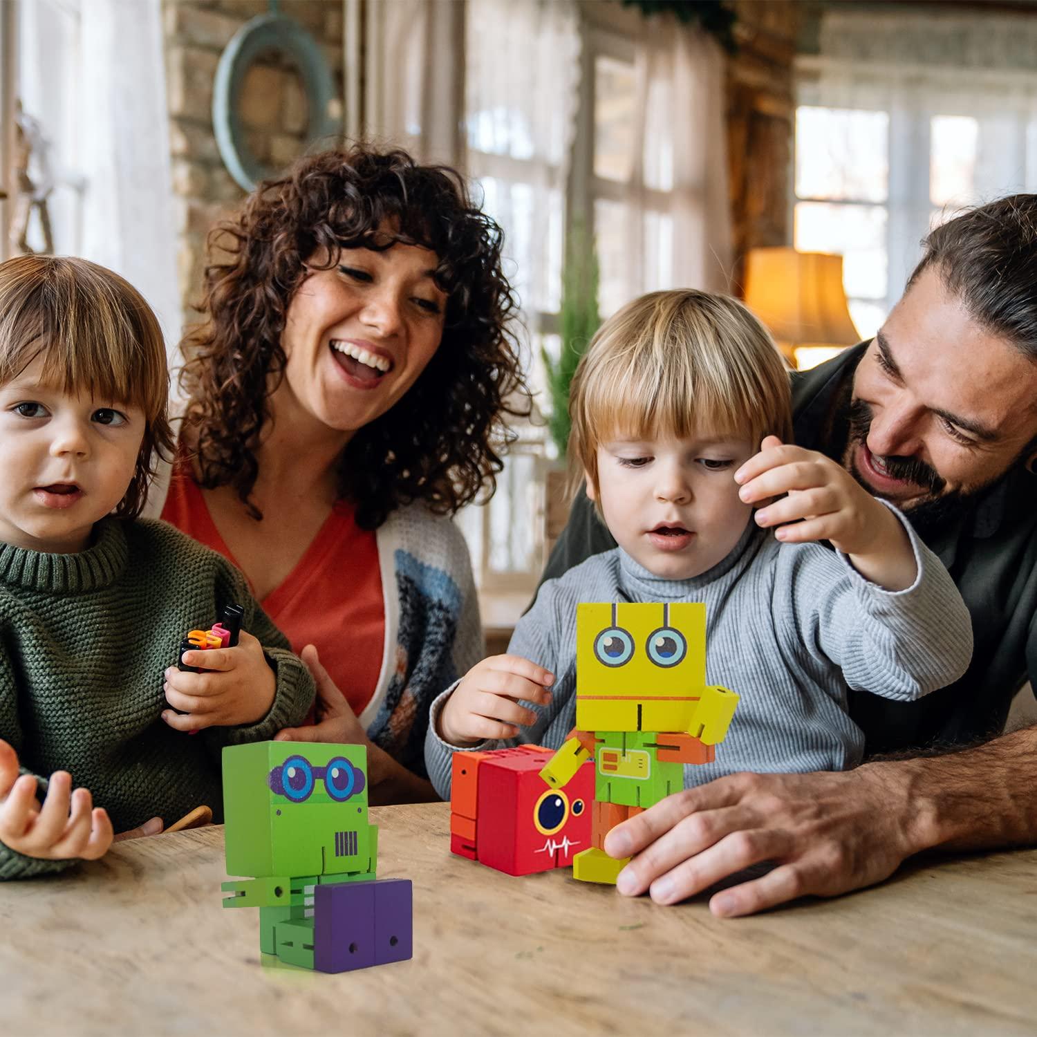 Wood & Robotics Wooden Robot Toy, cubebot Toy, cubebot, Cube Toy Puzzle, cubebot Micro, Stacking Wood Robots, Fidget Bots, Wooden Robot Puzzle Toy, Robot Transforming Cube, Wood Robot Toy, Toy, Wood cubebot