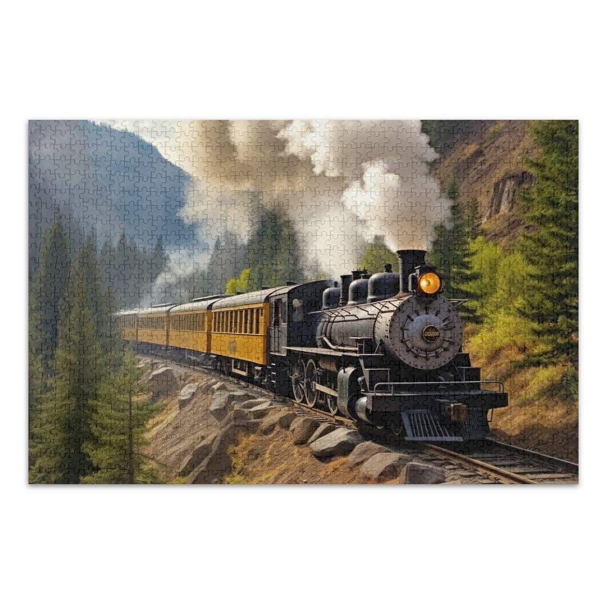 Joisal Old Train Jigsaw Puzzles, 1000 Piece Puzzles for Adults, with Letters on Back, 500 Piece Jigsaw Puzzles