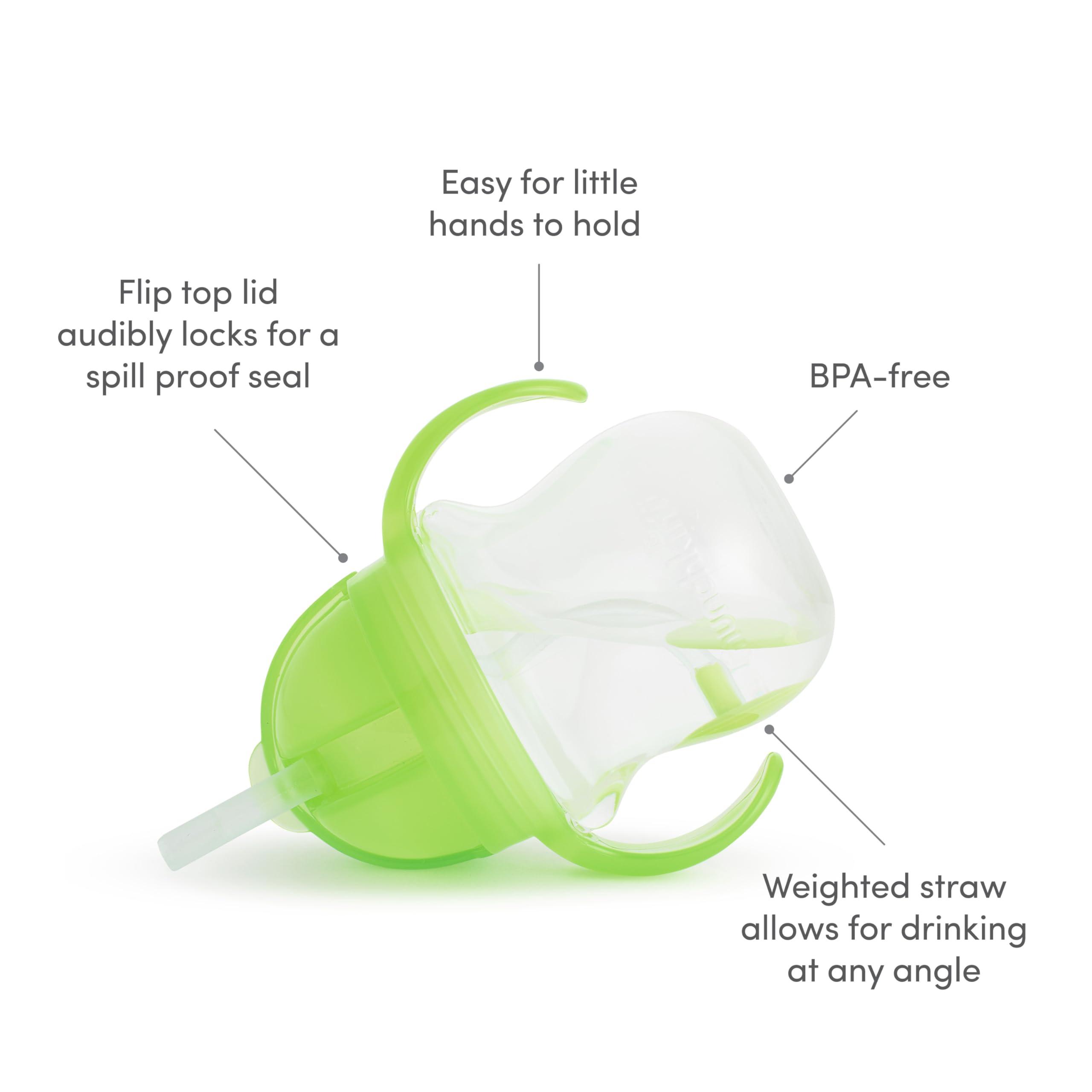 Munchkin Munchkin Happy Snacker Toddler Cup and Snack Containers - 7oz Any Angle Weighted Straw Trainer Cup and 9oz Snack Catchers, Green/Blue