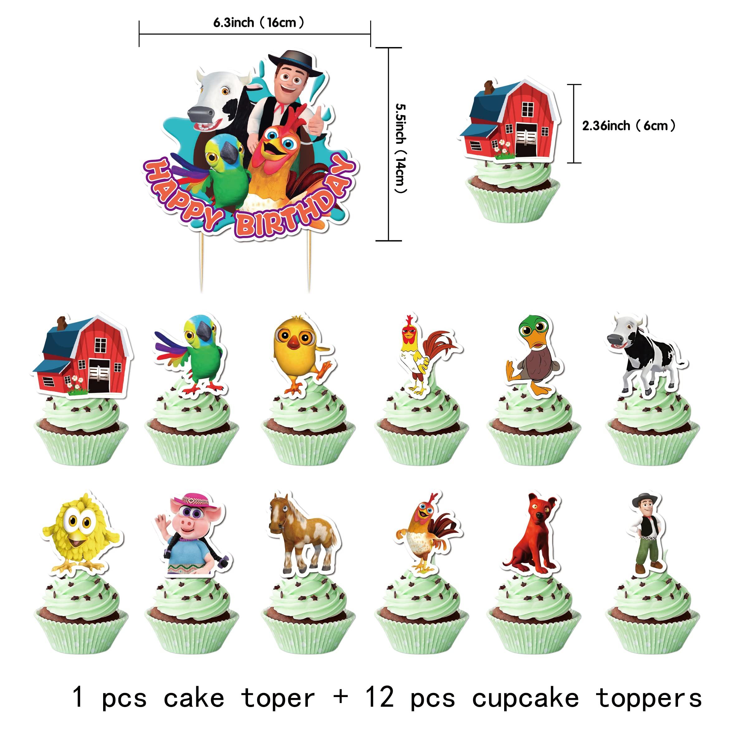 HJHLYYANM La Granja De Zenon Birthday Party Decoration Zenon Farm Party Supplies Include HAPPY BIRTHDAY Banner Balloons Cake Topper Cupcake Toppers Background Farm Party Decoration