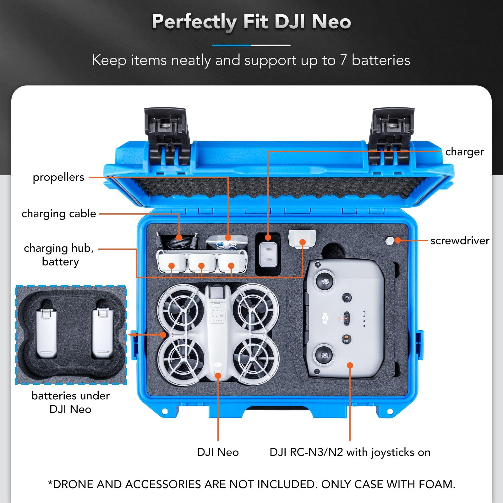 Lykus Lykus Titan N110 Waterproof Hard Case for DJI Neo Combo, RC-N3/DJI RC 2, Support Up to 7 batteries [CASE ONLY]