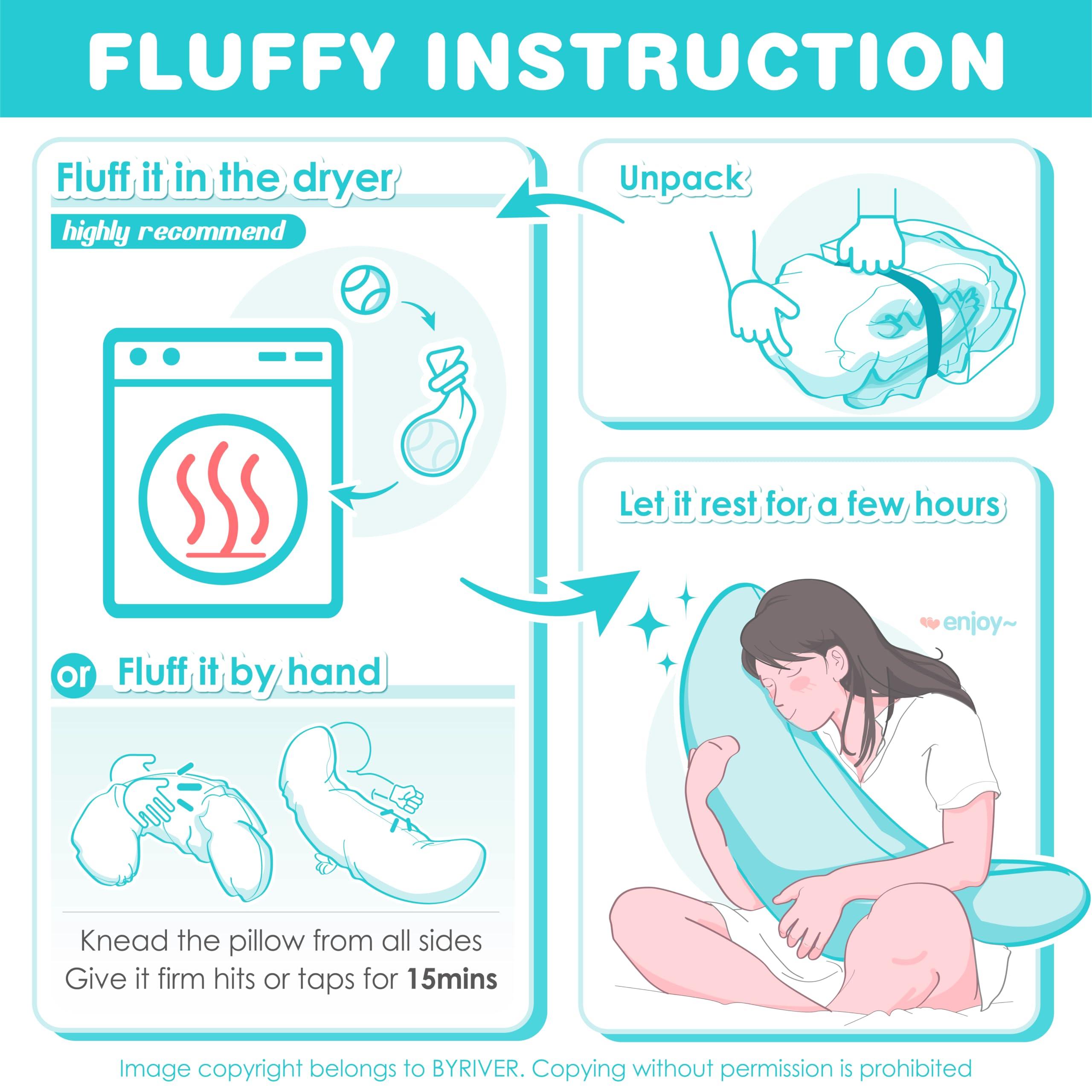 BYRIVER BYRIVER 43" Long C Shaped Body Pillow for Adults Men Women, Side Sleeper Pillow for Neck Shoulder Back Pain Relief, Cooling Post Sugery Pillow Pregnancy Pillow, Blue Black Washable Pillowcase (XL)