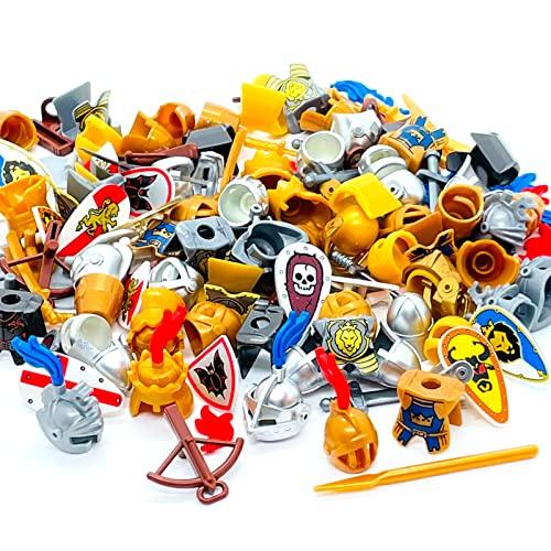 MIUTRUE MIUTRUE Medieval Knight Weapons Pack Accessories Set Building Block Toy Armor Helmet Shield Bow Arrow Designed for Mini Figures Gift for Kids Boys Grils Building Kits Toys