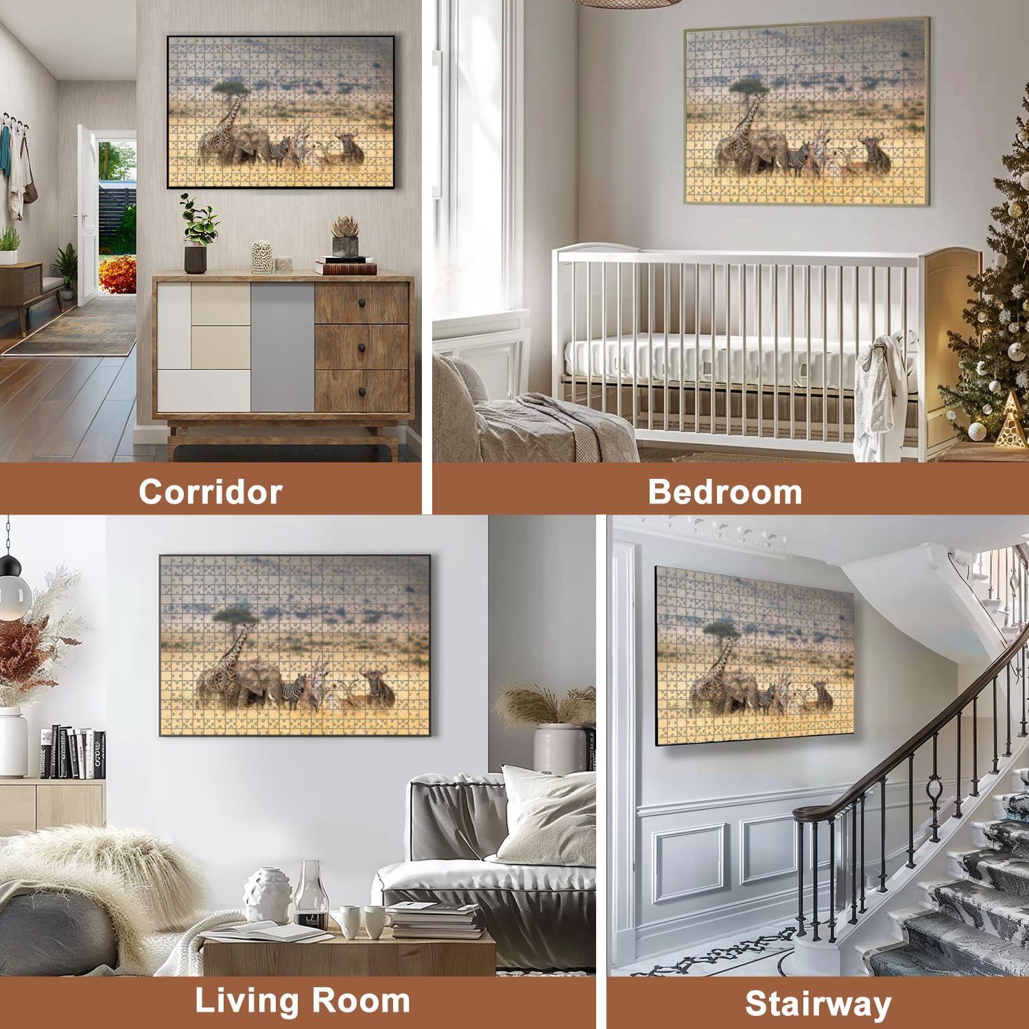 VETEB VETEB Jigsaw Puzzles 1000 Pieces for Adult African Animals Dreamy Kenya Scene Puzzle Game for Family Wooden Puzzle Toy Educational Games Puzzles for Home Decor