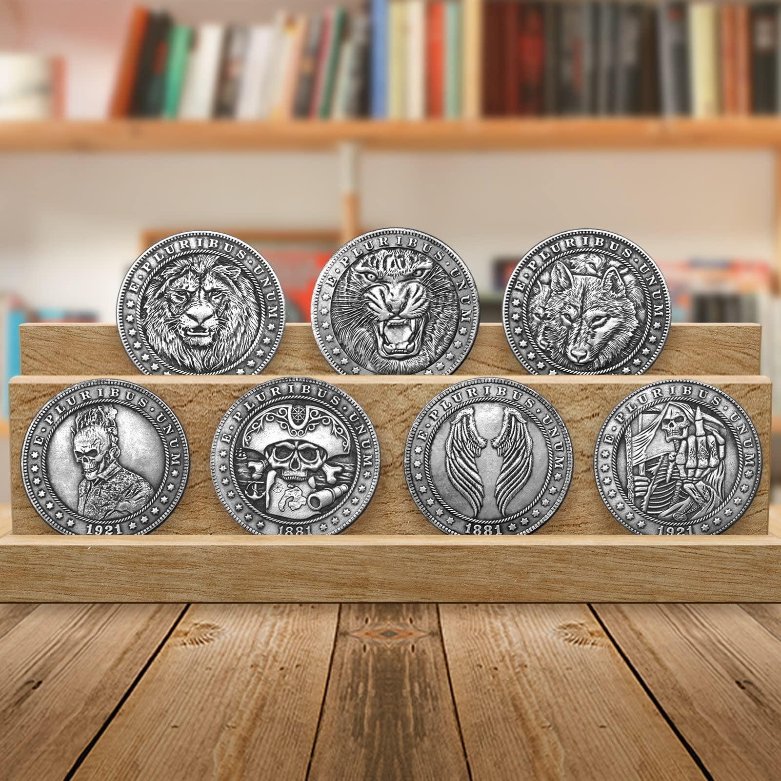 Mineo Hobo Coin Collection Challenge Coin E Pluribus Unum Art Vagrant Coins Collectible Commemorative Coin Antique Silver Plated Lucky Gift (Skull Finger-01)