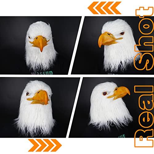 MOKRY PARTY MOKRY PARTY White Eagle Head Mask Animal Bird Mask Eagle Claw Hairy Latex Mask Halloween Carnival Costume Mask