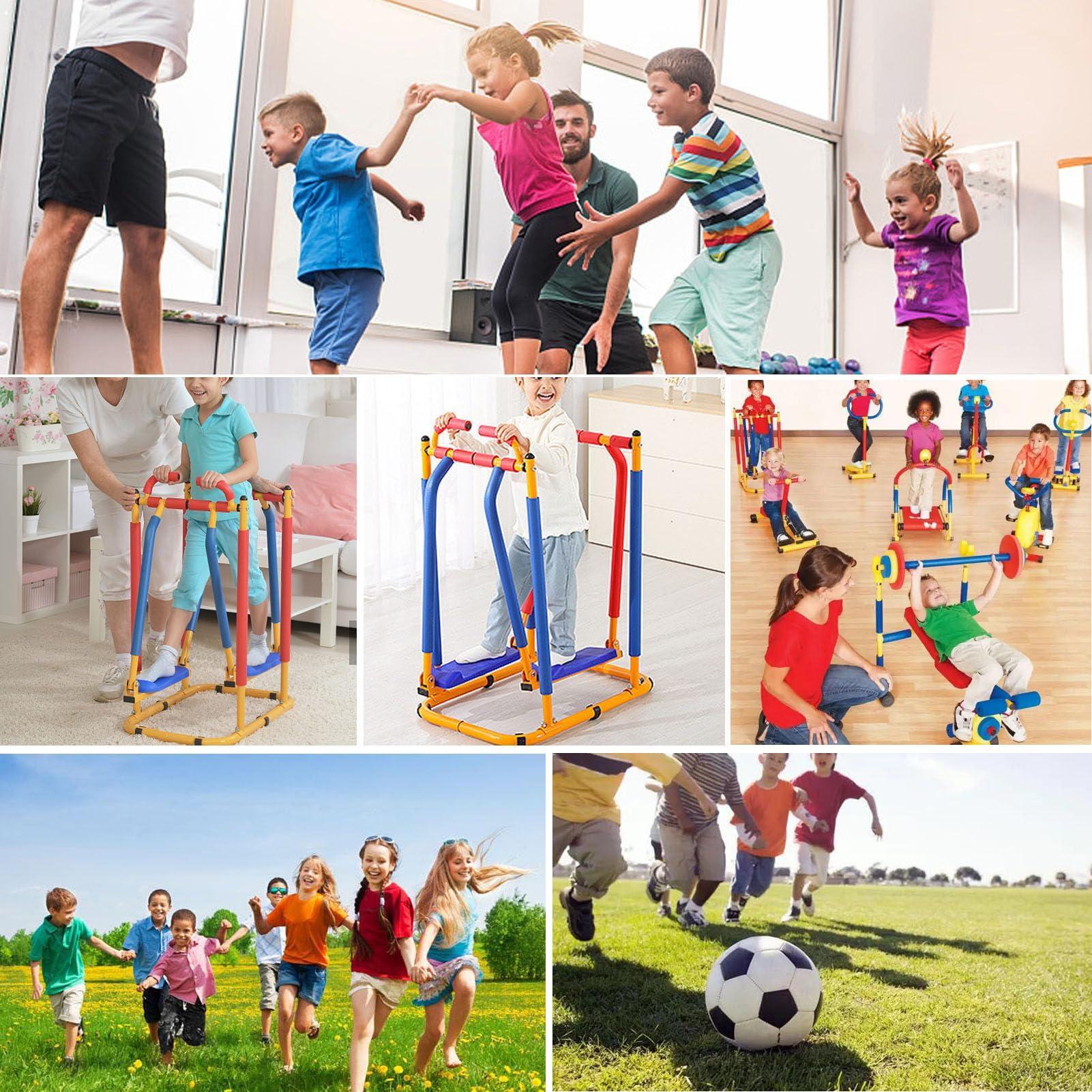 QBDGXFC Fitness Exercise Equipment for Kids, Children's Play Workout Equipment, Adjustable Barbell Toy Set for Kids Fitness, Weight Bench Set Adjustable Barbell Toy Set,C