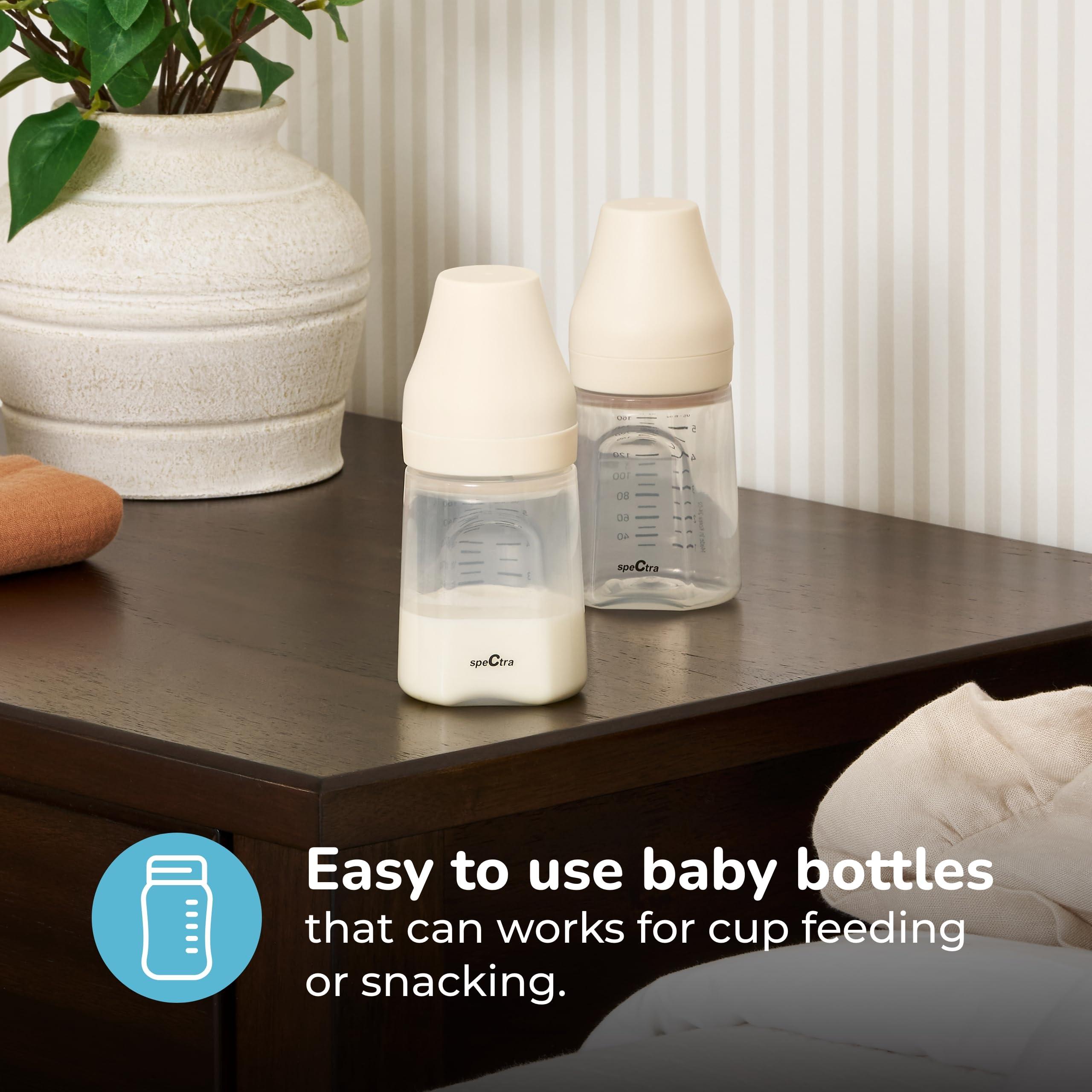 SPECTRA Spectra - Wide Neck Baby Bottles - Compatible with Spectra Breast Milk Pump Flanges (Pack of 2)