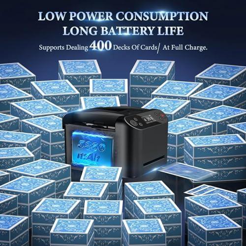 NIBHZ NIBHZ Automatic Card Shuffler Dealer Machine, 360 Rotating Card Dealer with 4 Wireless Dealer Buttons, Rechargeable Card Dealer Machine for UNO, Blackjack,Black