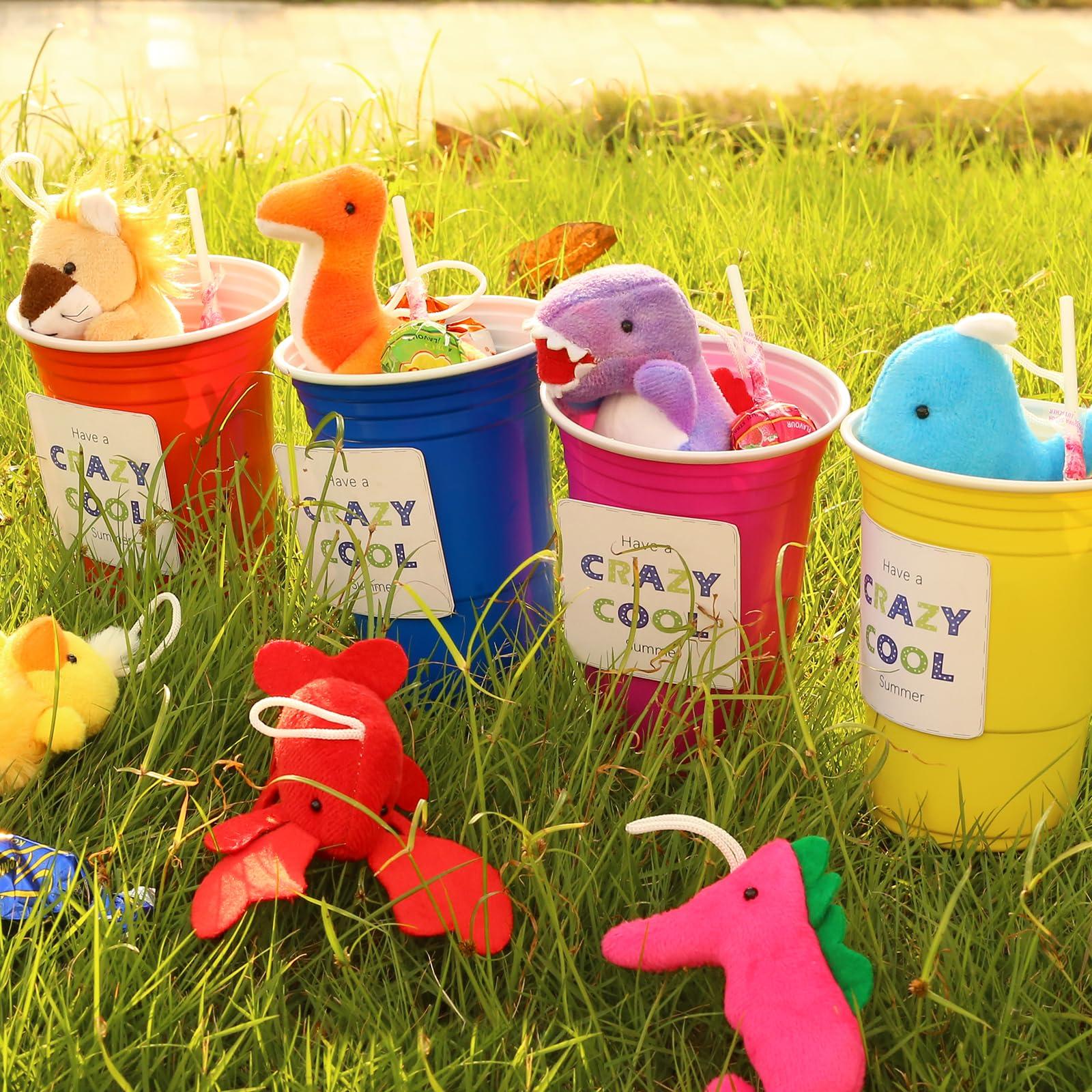 Uzoxlsn 72 Pack Mini Stuffed Animal, Assorted Plush Toy (Dinosaur, Zoo, Ocean), Party Favors for Kid, Perfect for Claw Machine Filler, Goody Bag Stuffers, Keychain, Carnival Prizes, Classroom Reward Gift Bulk