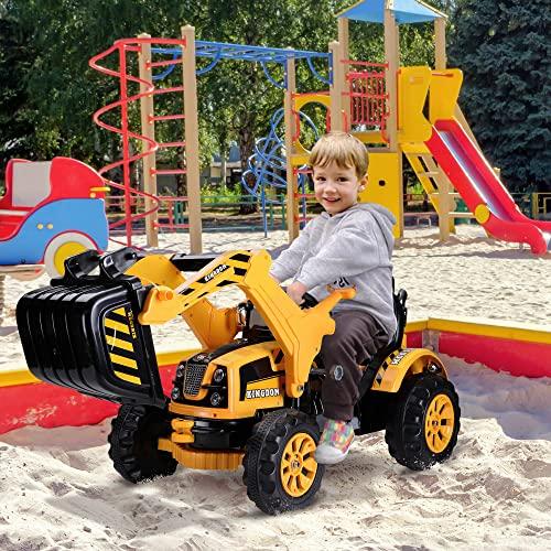 Aosom Aosom 6V Electric Kids Ride On Toy Digger Construction Excavator Tractor Vehicle Digger Toy Moving Forward Backward