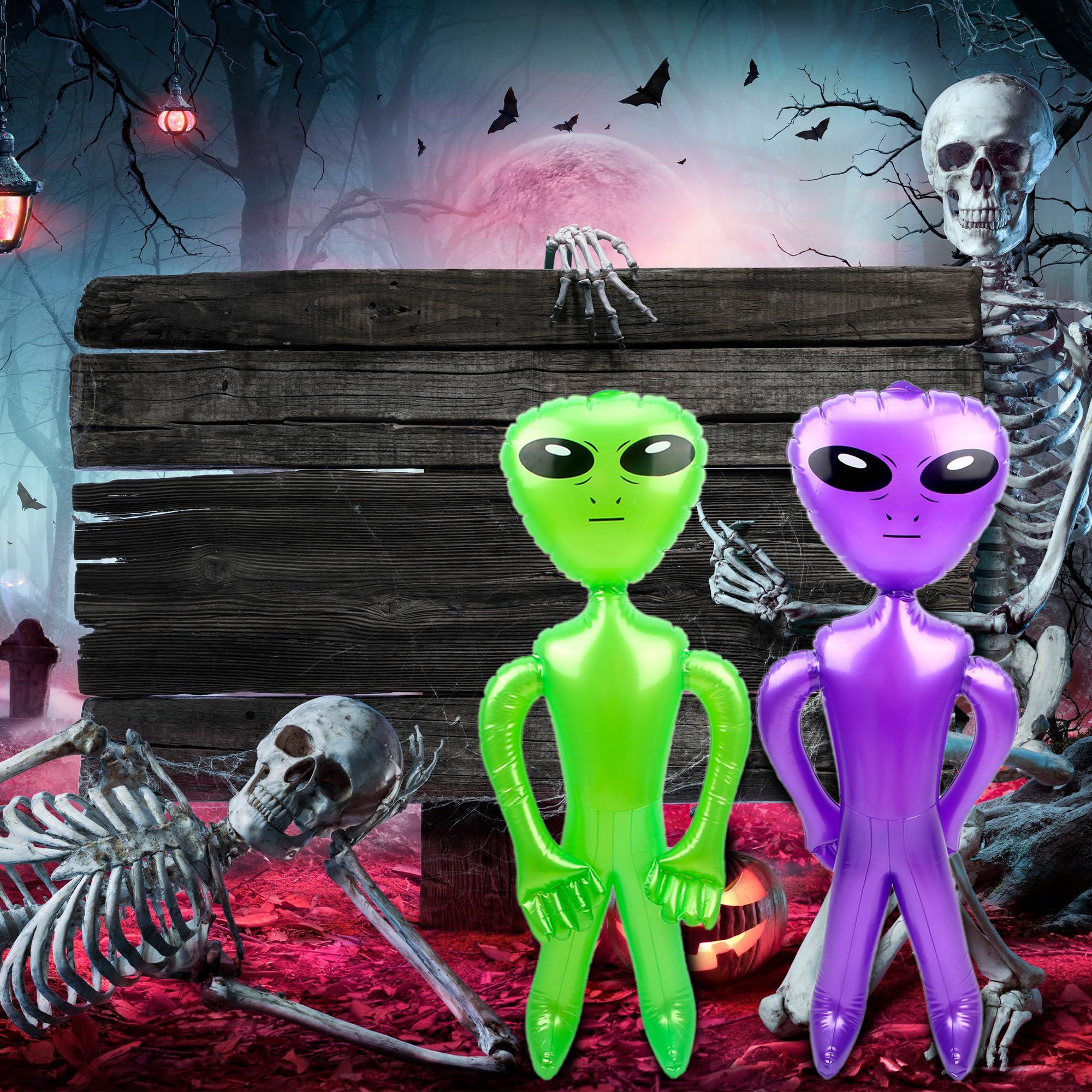 Sonarun 16 Pcs 35 Inch Halloween Inflatable Alien Giant Inflatable Alien Large Blow Up Alien Jumbo Alien Inflate Balloons Toy for Birthday Halloween Alien Theme Party (Color Set 1)