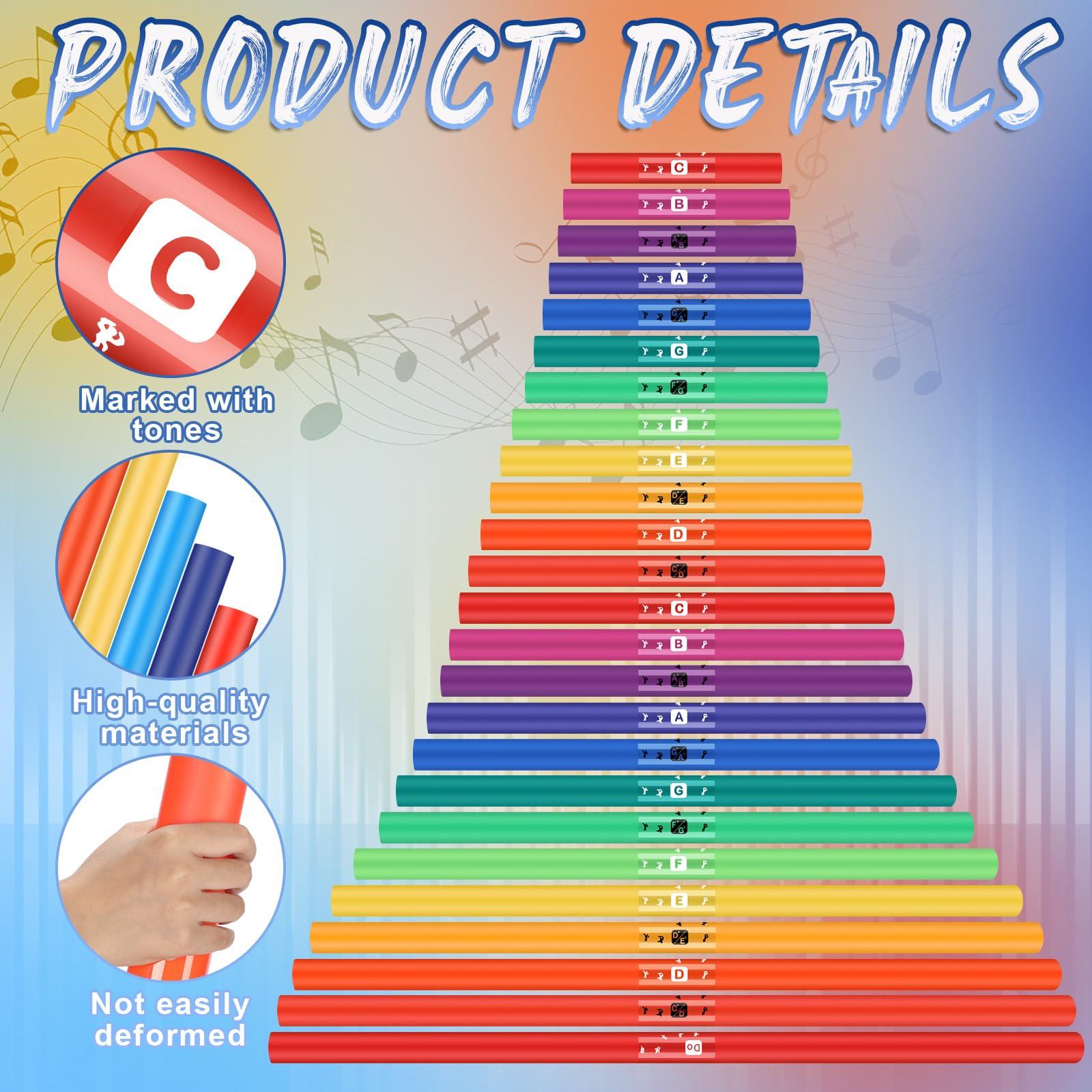 Silipull Silipull Set of 25 Sound Tube for Kids Musical Sound Tube Full Spectrum Set Percussion Instrument Octave Tube Kit Musical Toy for Classroom Music Education Supplies