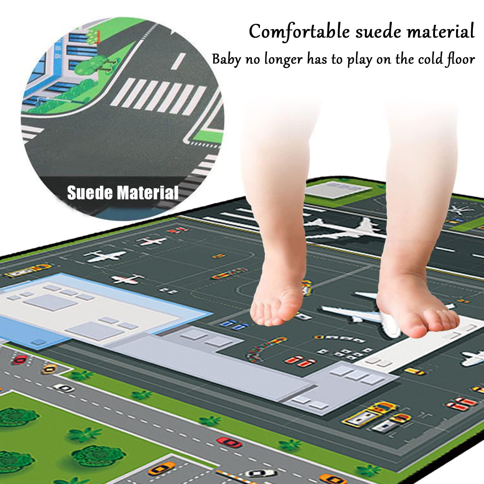 AYHOME Large Airport Play Mat for Playing with Little Cars ,Road Traffic Educational Carpet,Fun Bedroom Playroom Area Rug for Boys Girls Learning Playing-80x120cm(31x47inch)
