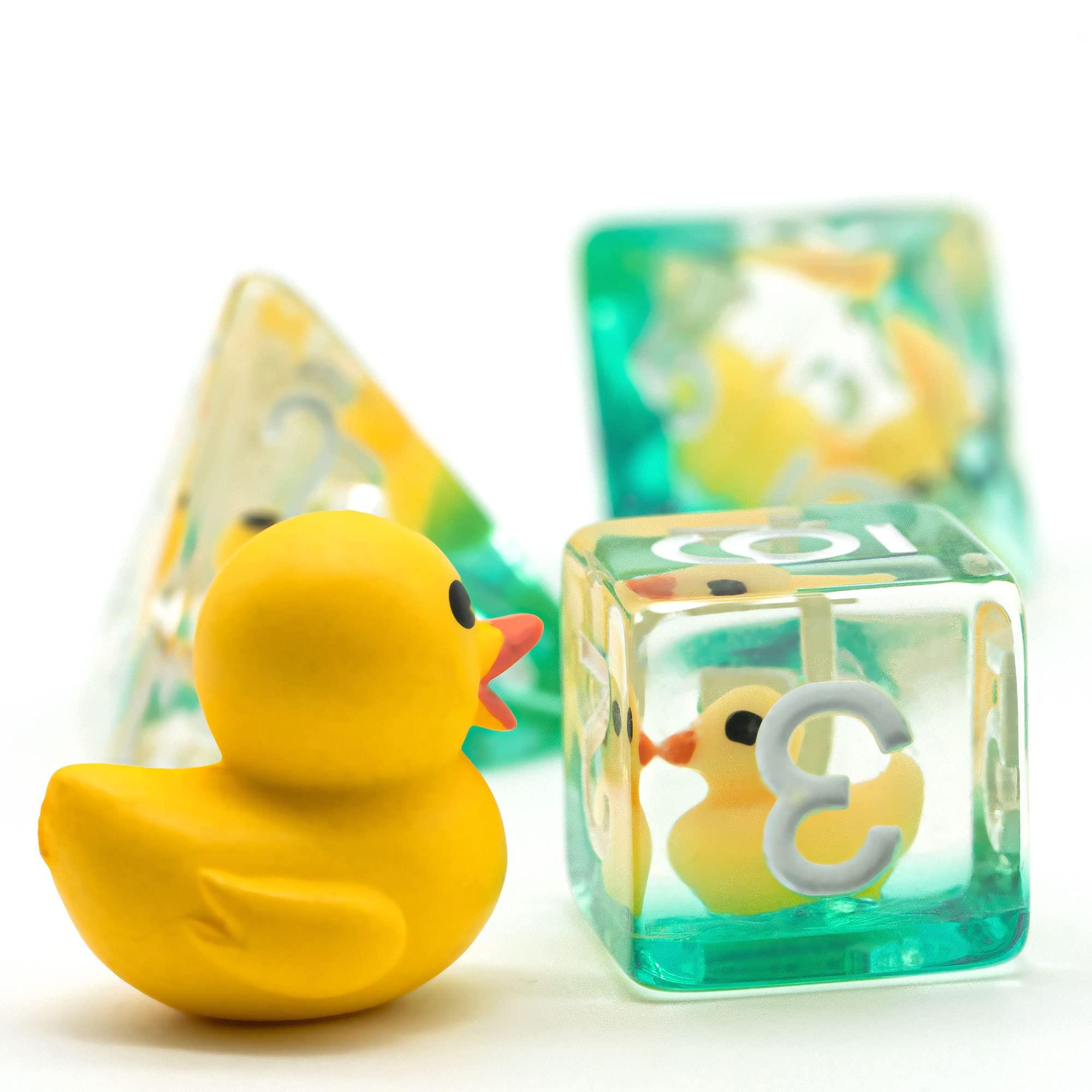 Cusdie Cusdie One 7-Die DND Dice Set Filled with Duck and One 7-Die DND Dice Set Filled with Chick Family for Role Playing Game Dungeons and Dragons D&D Dice MTG Pathfinder (Yellow Duck)