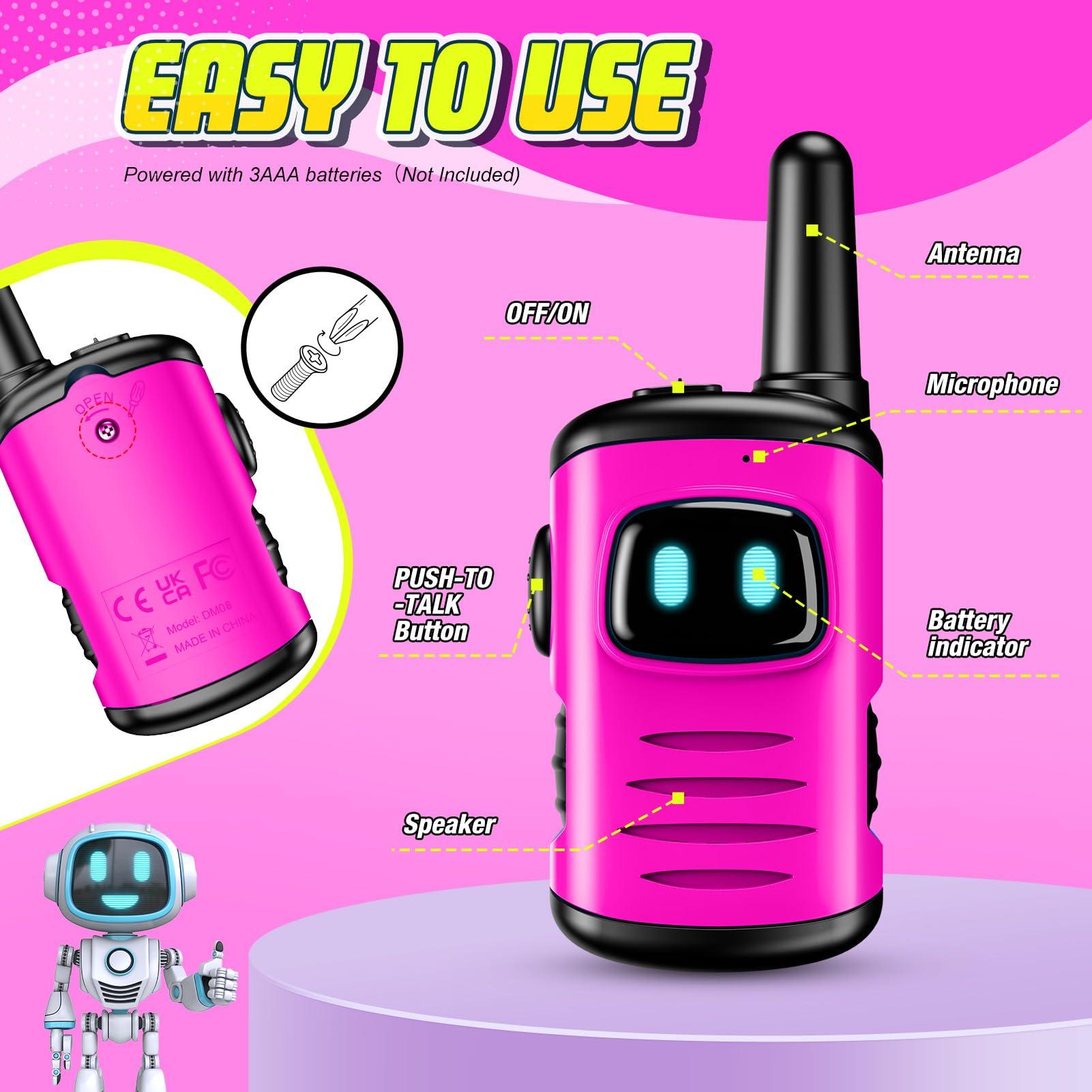 comedyfun Kids Walkie Talkies Toys for Girls: comedyfun Mini Robots Walkies Talkies Pink 2 Pack Easter Birthday Gifts for 3 4 5 6 7 8 Year Old Girls Toys for 4 5 6 7 8 Year Old Camping Outdoor