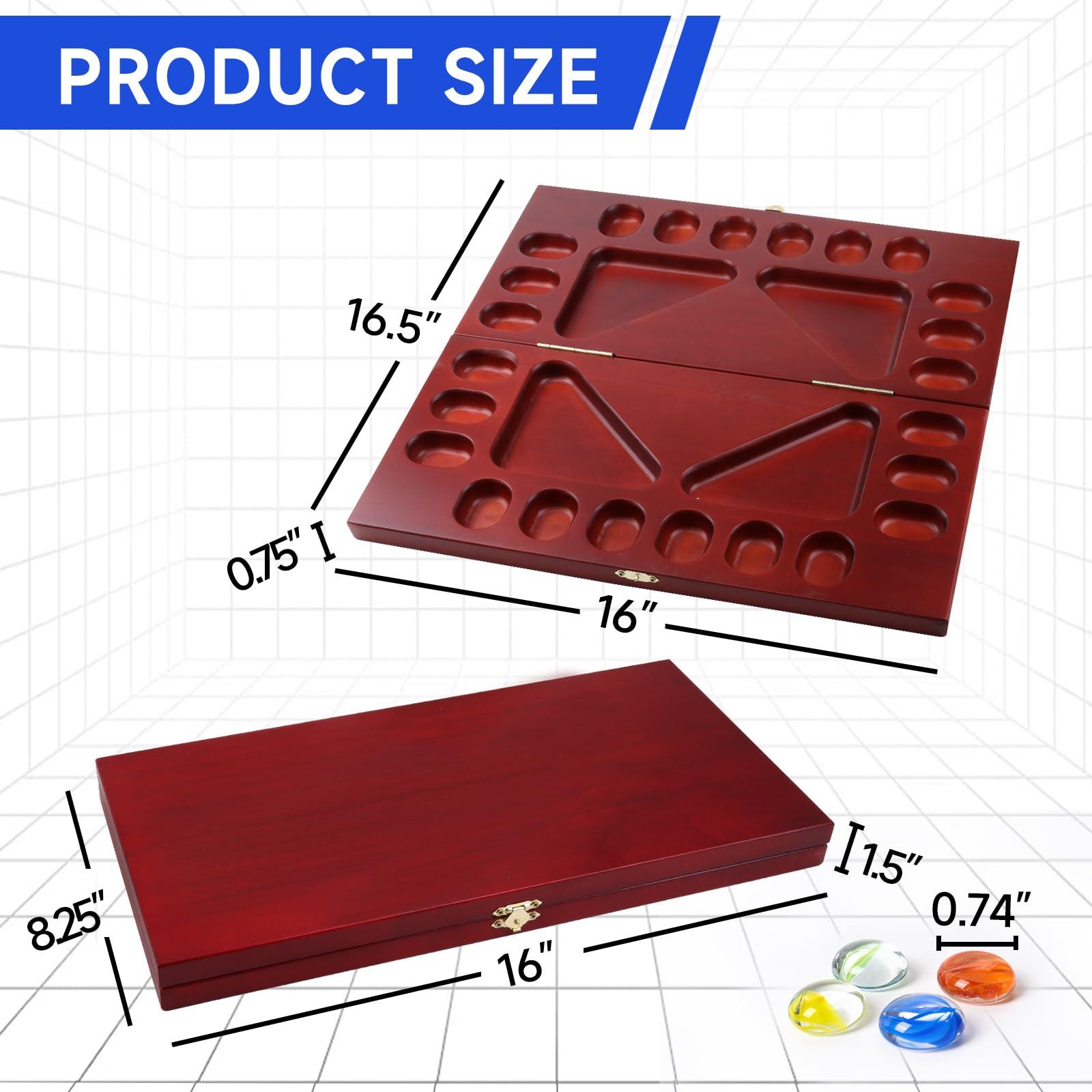 GSE Games & Sports Expert GSE Games & Sports Expert 4-Player Mancala Board Game with Multi-Color Glass Stones, Folding Wooden 4-Way Mancala Family Travel Strategy Games Set for Kids & Adults (Mahogany)