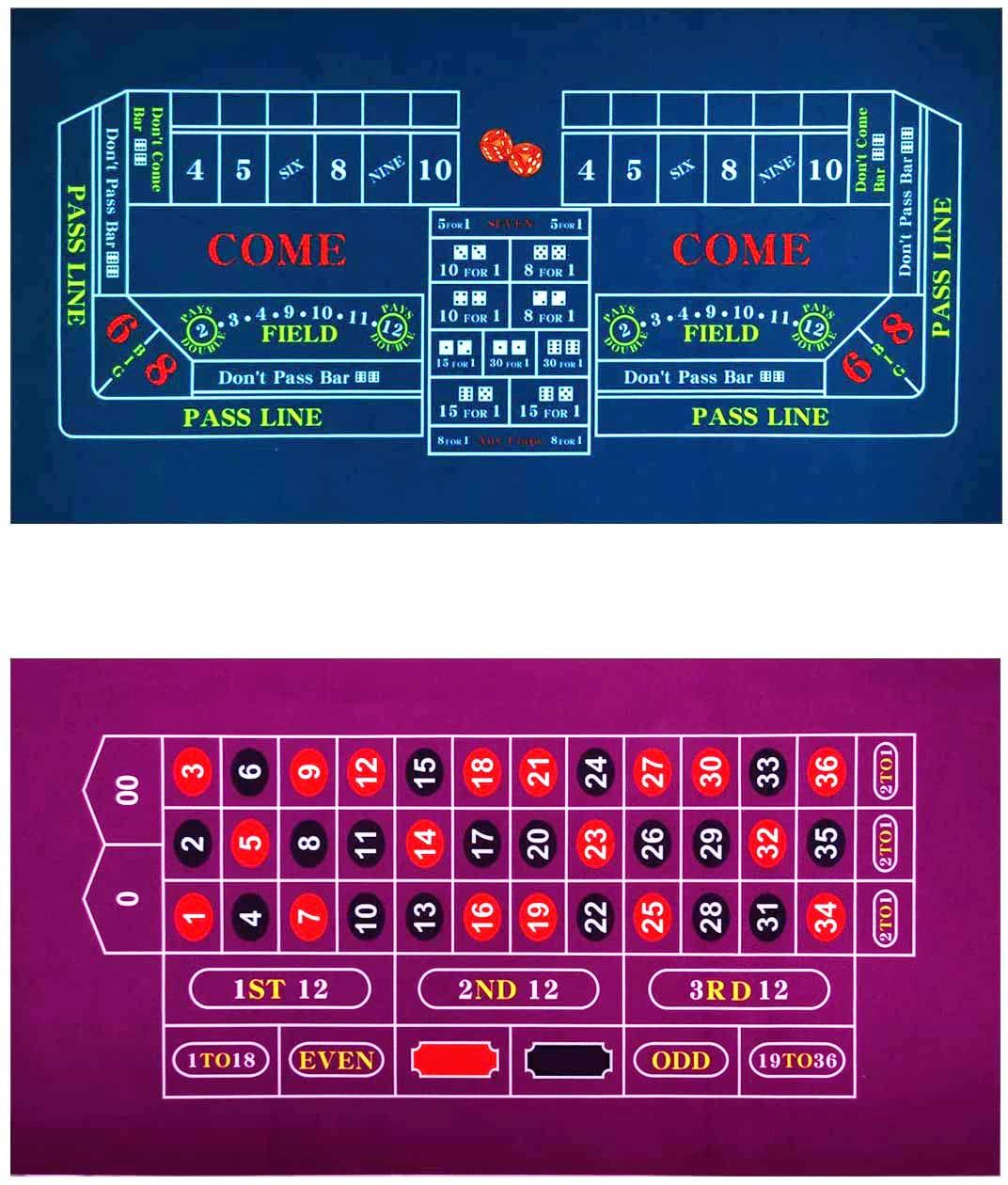 BALIKEN BALIKEN 36x18 Inches Roulette Table Mat & Craps Table Top Casino Felt Professional Grade Mat (Blue, Purple)