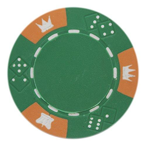Brybelly Brybelly Crown & Dice Poker Chip Heavyweight 14-Gram Clay Composite – Pack of 50 (Green)