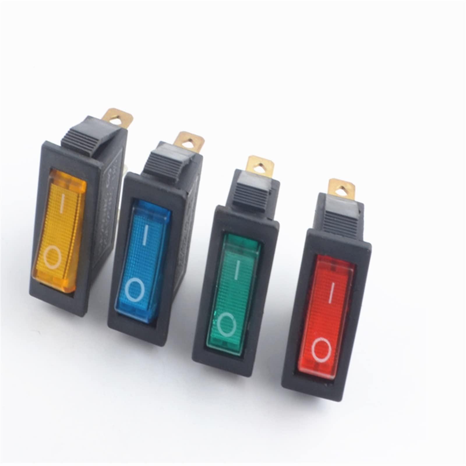 FFIME KCD3 Rocker Switch ON-Off 2 Position 3 Pin Electrical Equipment with Light Power Switch 16A 250VAC/ 20A 125VAC (Color : Red) (Color : Black)