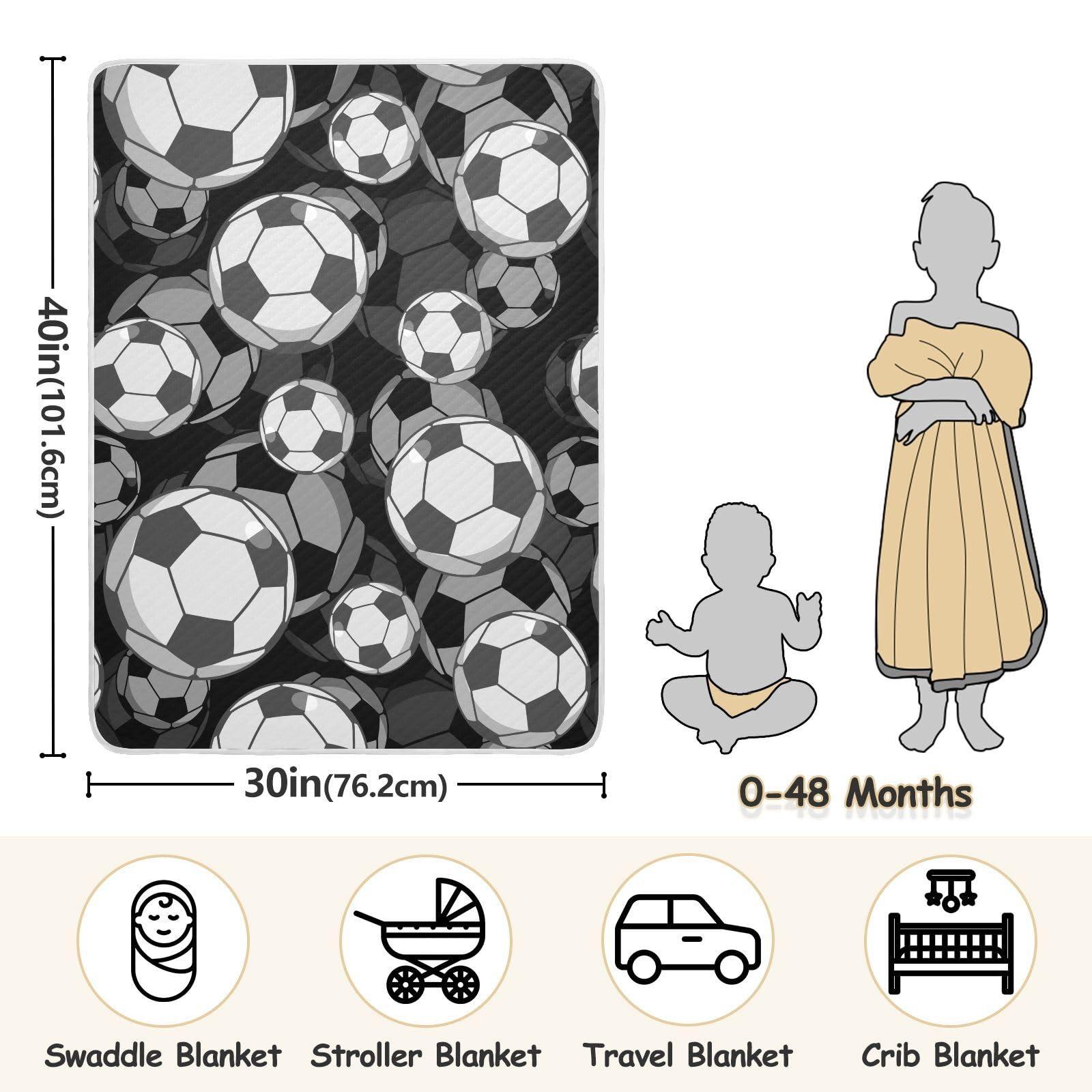 VIGTRO VIGTRO 3D Football Soccer Pattern Baby Blanket for Boys Girls, Soft Warm Bed Blankets Stroller Crib with Printed for Newborn Infant Toddler Nursery 30x40 in