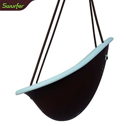 Swurfer Swurfer Kiwi Toddler Swing Comfy Baby Swing Outdoor, 3-Point Adjustable Safety Harness, Safe Quick Click Locking System, Foam-Lined Shell, Blister-Free Rope, Age 9 Months and Up, Blue,Blue2