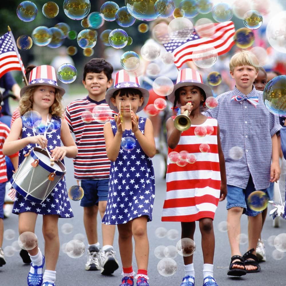 VKTEN VKTEN 32Pcs 4th of July Mini Bubble Wands Patriotic Red White Blue Bubbles for Kids, Independence Day Party Favors Patriotic Decorations
