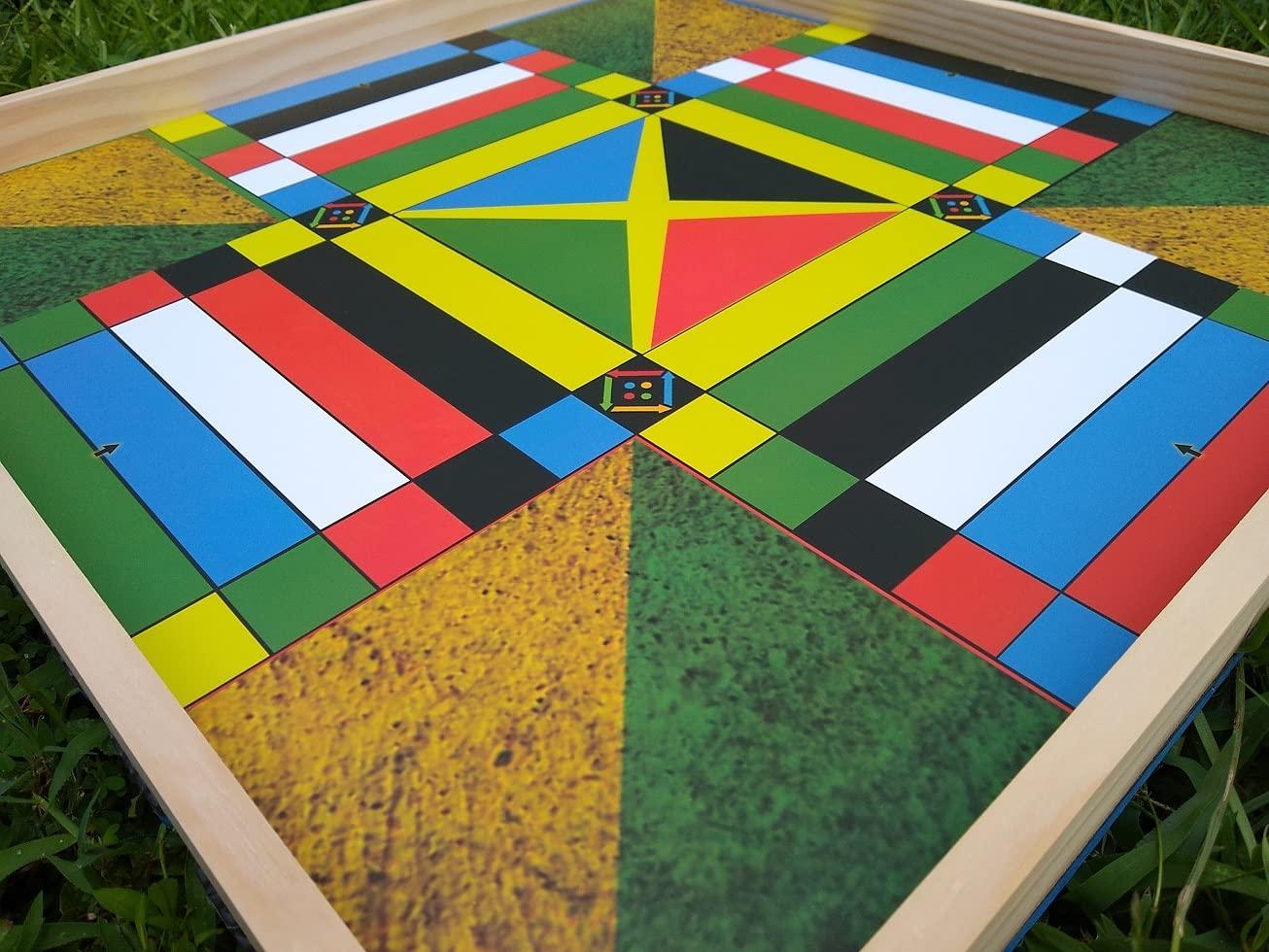 JAMAICANLUDO Jamaican Ludo Flag Edition (Ludi/Ludy/Loodi) | 24in x 24in Board Game | Family Game Night Activity | Fun Easy Multi-Player Entertainment
