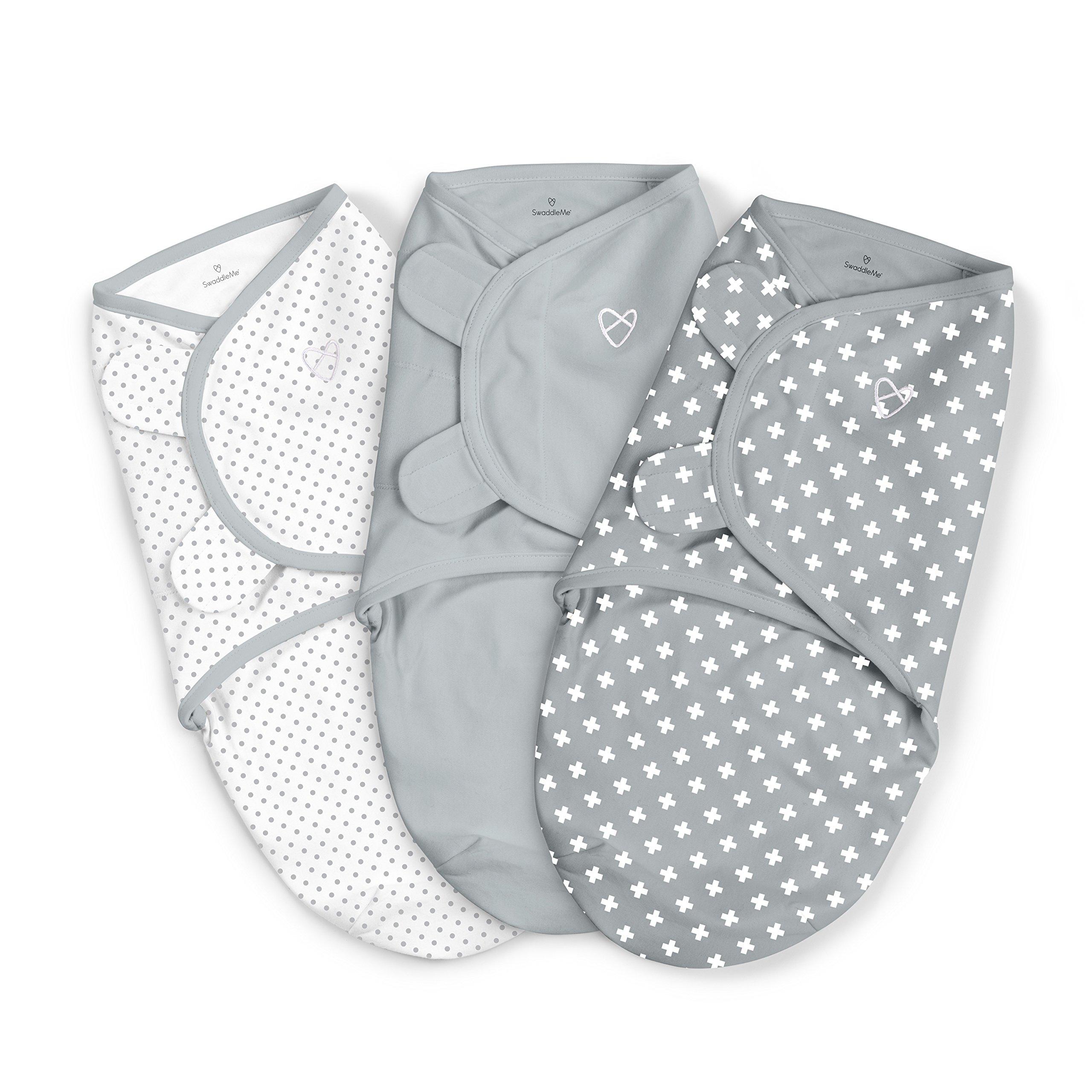 SwaddleMe SwaddleMe by Ingenuity Original Swaddle - Size Large, 3-6 Months, 3-Pack (Mountaineer) & by Ingenuity Original Swaddle - Size Small/Medium, 0-3 Months, 3-Pack (Criss Cross Polka Dot)