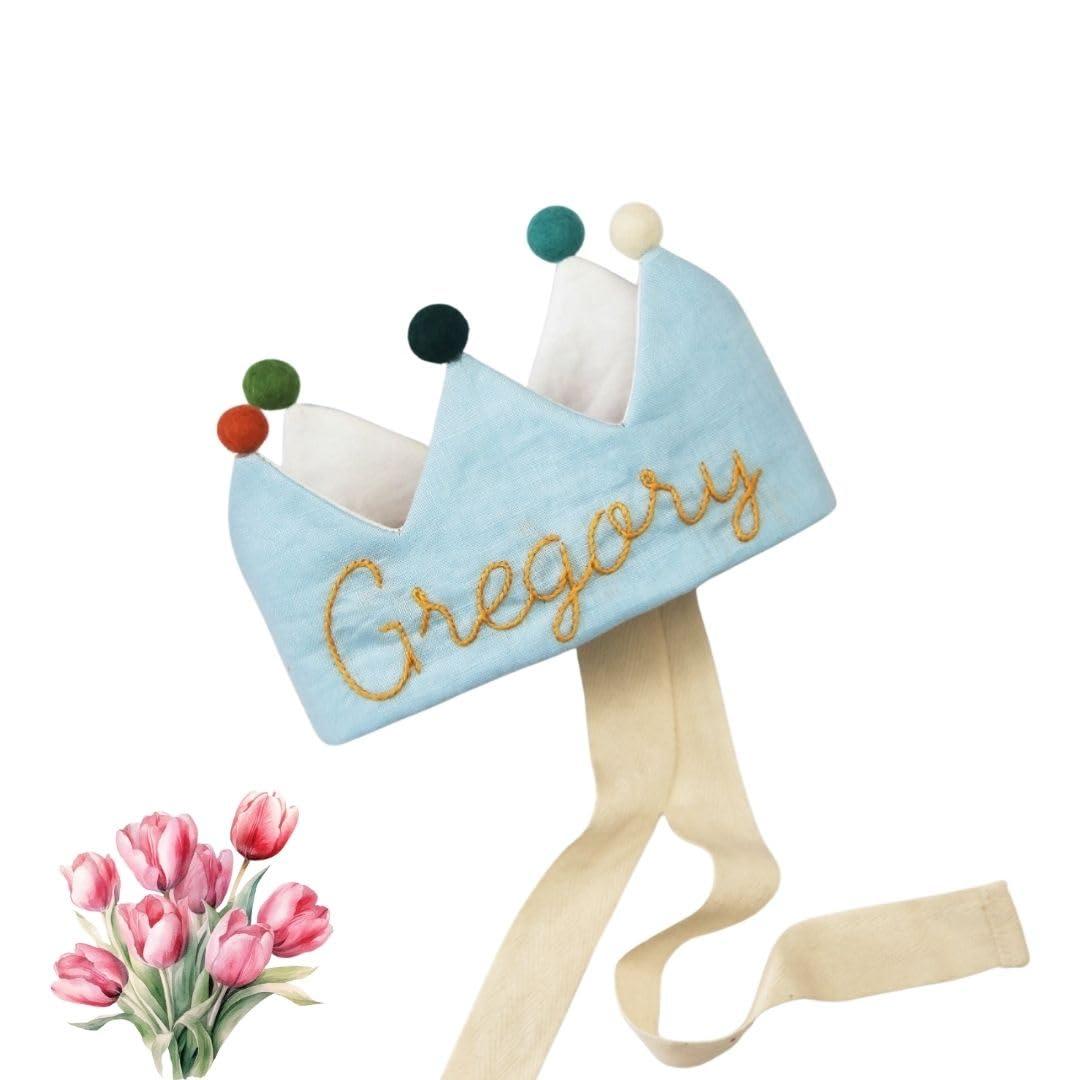 ToysCentral Basics Light Blue Birthday Crown,Personalized Crown, Personalized Baby Crown, Personalized Baby Crown, Personalized Baby Name Gifts, Personalized Baby Gifts, Personalized Crown 14.9 inchesx3.7 inches