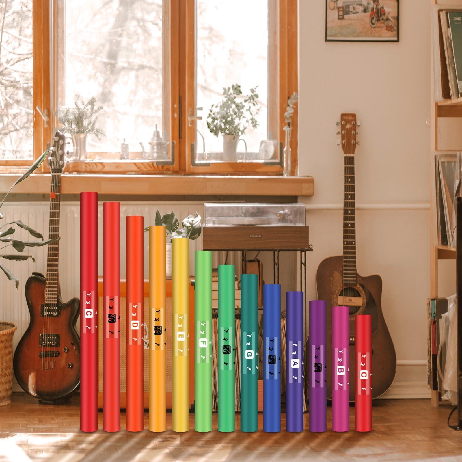 Silipull Silipull Set of 25 Sound Tube for Kids Musical Sound Tube Full Spectrum Set Percussion Instrument Octave Tube Kit Musical Toy for Classroom Music Education Supplies