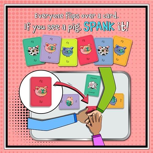 Sweet Bros Games Spank The Pig! - Hilarious & Fun Family Card Game for Kids, Teens & Adults, Funny Fast Paced Games for 2-7 Players