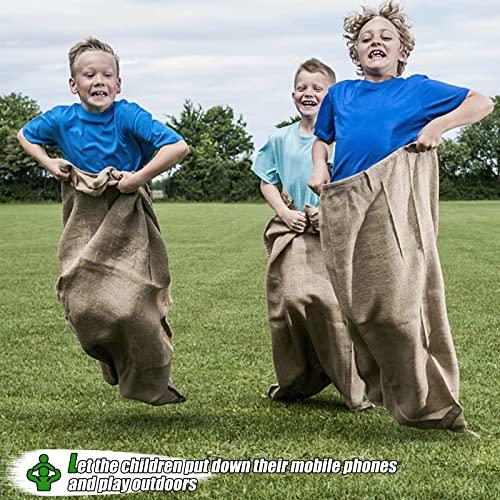 Xlong 18 PCS Large Burlap Potato Sack Race Bags,24\"x40\" Sack Race Burlap Bags 4 Pack,Outdoor Games for Kids Adults,3 Legged Race Bands,Fun for 4th of July BBQ,Birthday Party Family Reunion Games